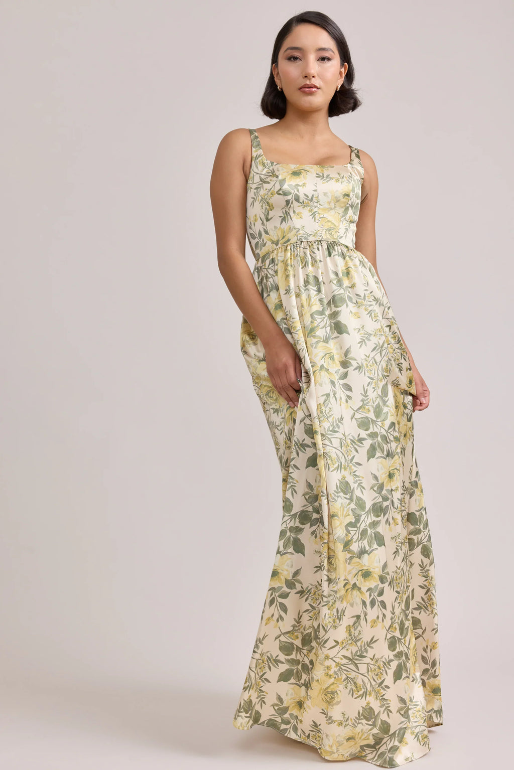 Satin Floral Print Dress | Made To Order