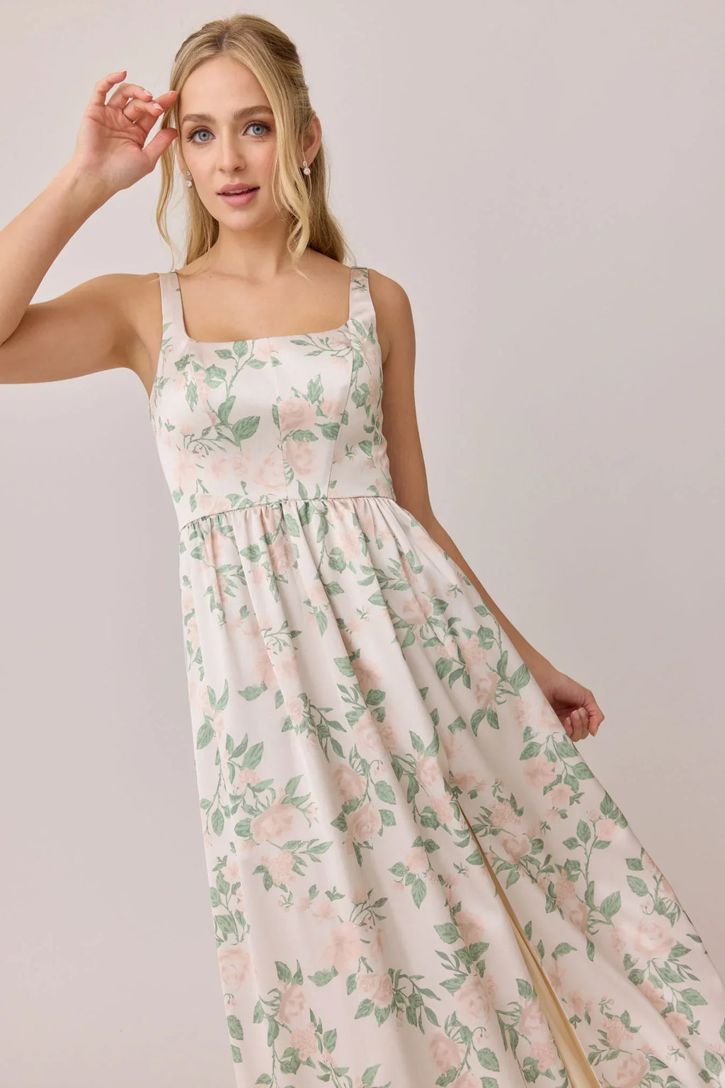 Satin Floral Print Dress | Made To Order