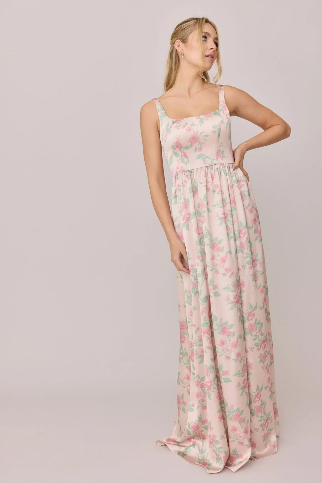 Satin Floral Print Dress | Made To Order