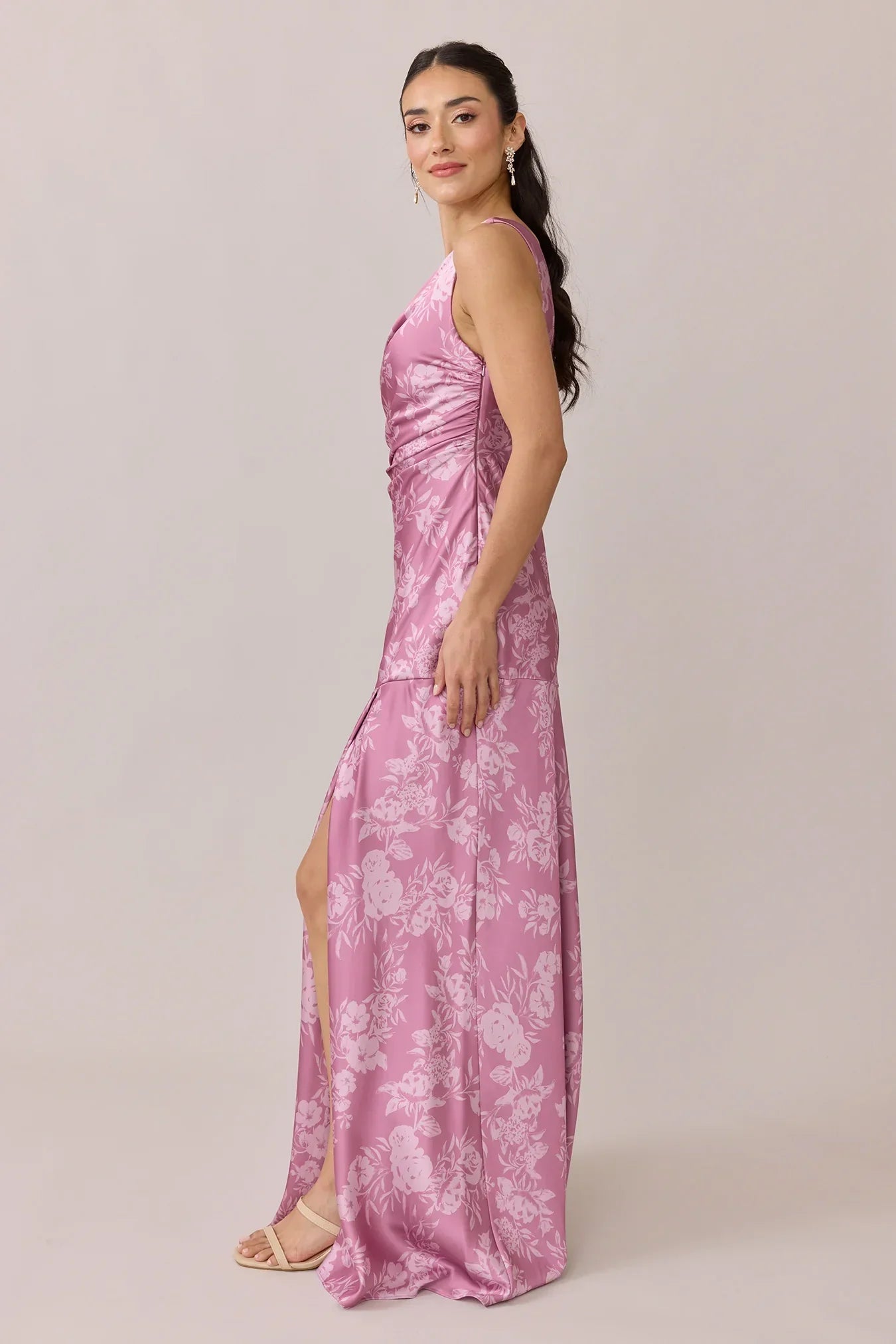 Satin Floral Print Dress | Made To Order