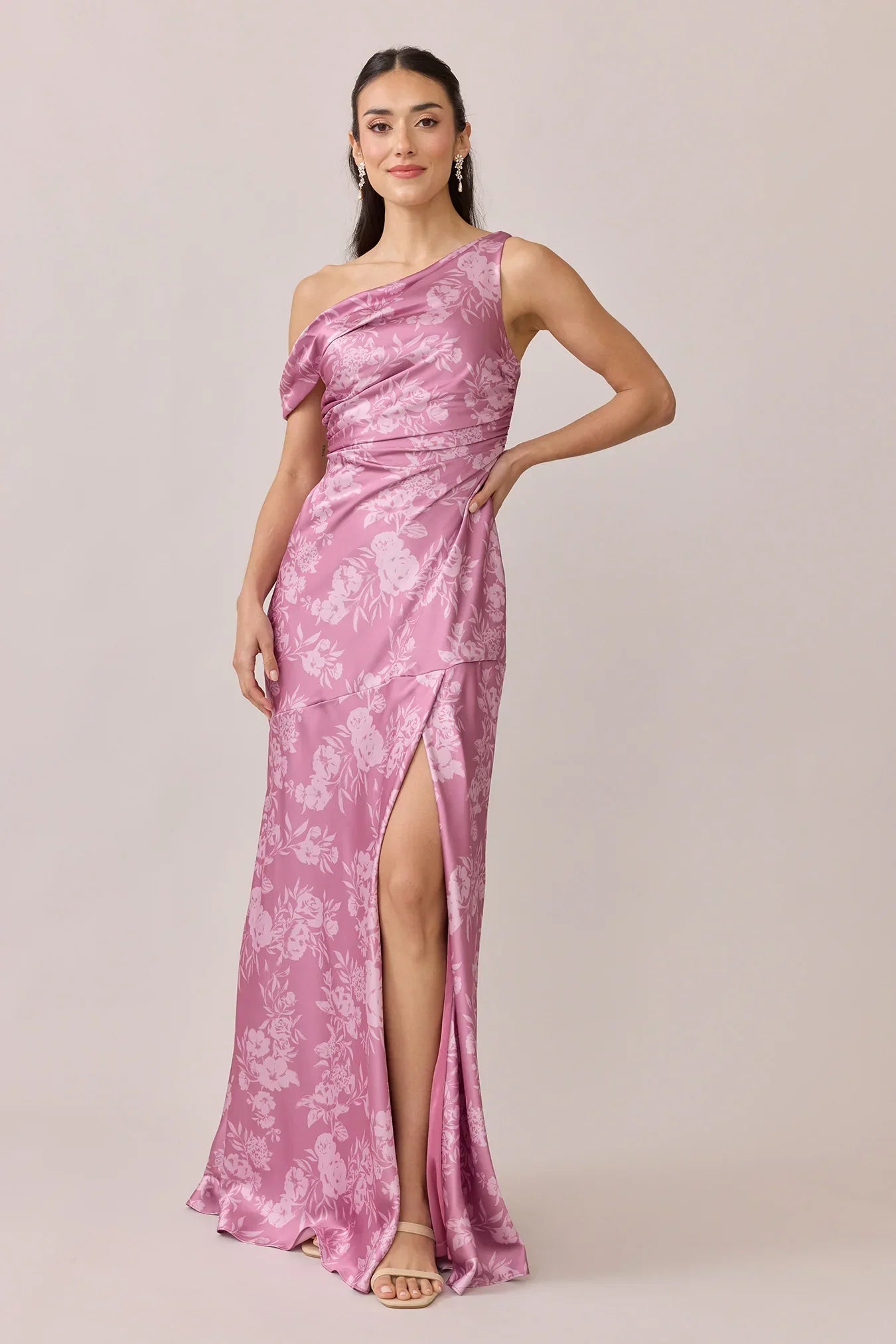 Satin Floral Print Dress | Made To Order