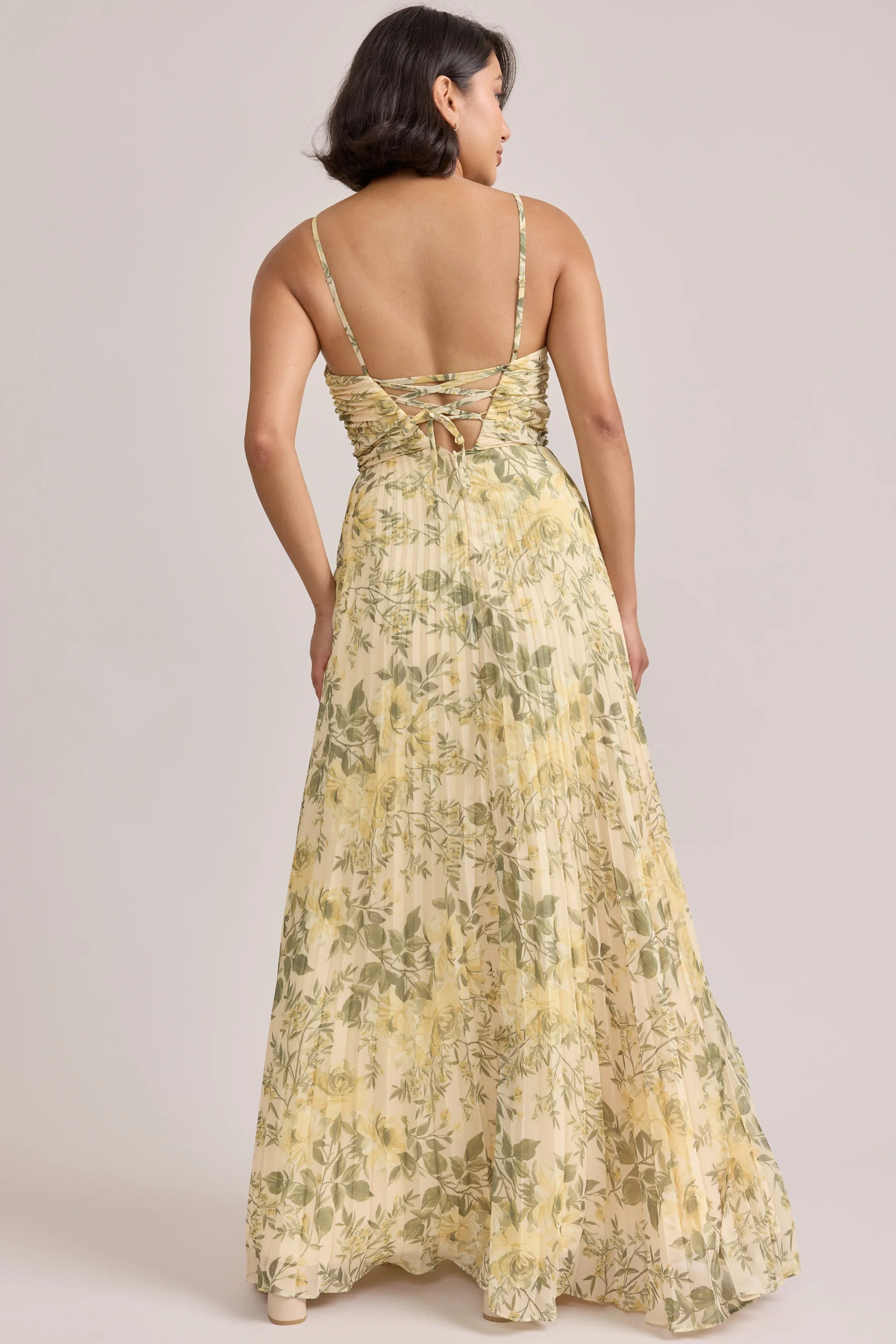 Chiffon Pleated Floral Print Dress | Made To Order