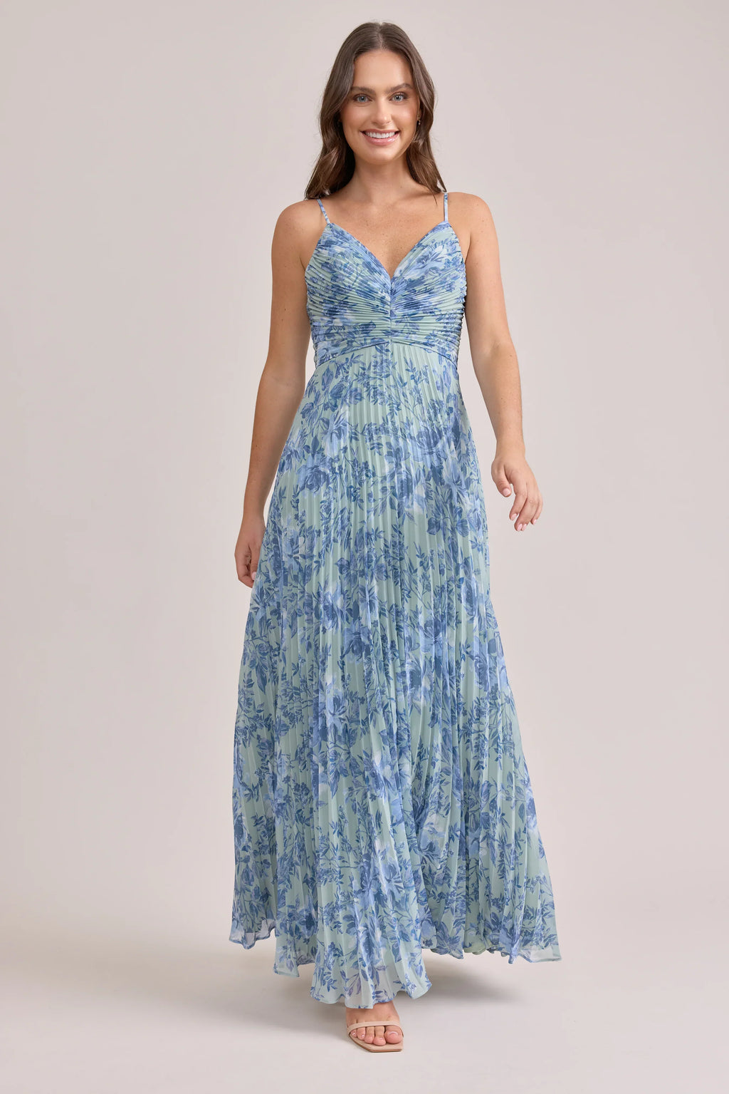 Chiffon Pleated Floral Print Dress | Made To Order