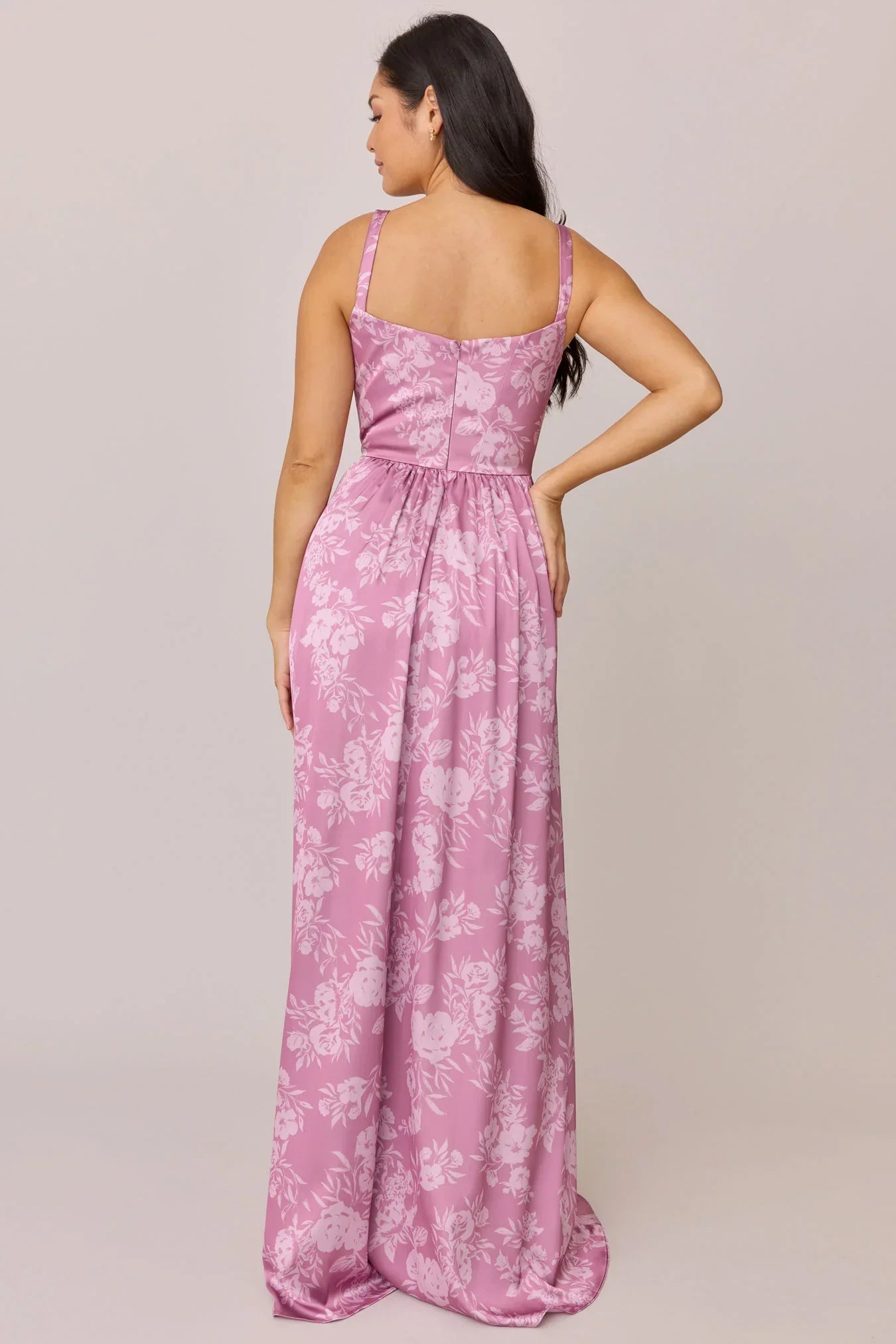 Satin Floral Print Dress | Made To Order