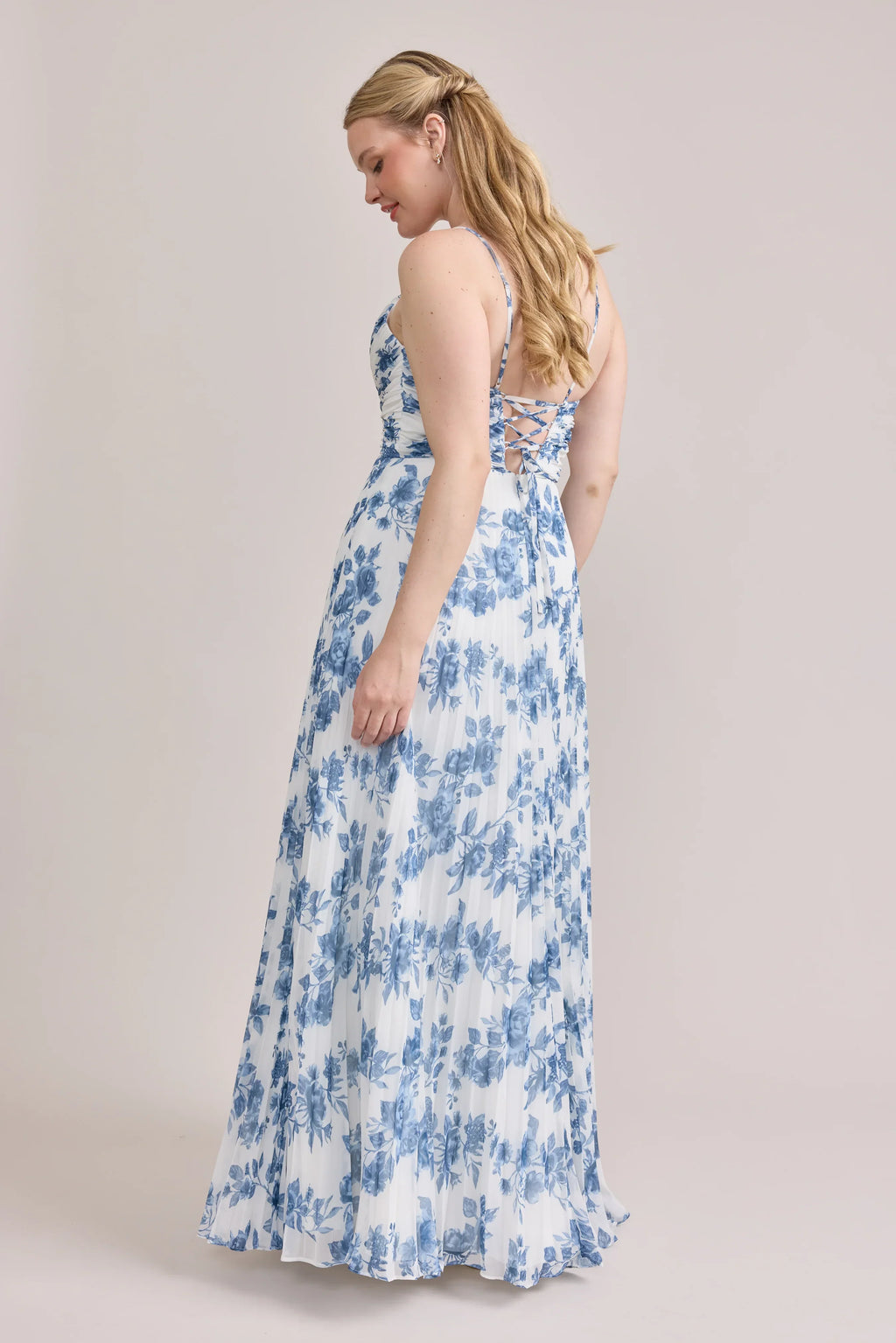 Chiffon Pleated Floral Print Dress | Made To Order