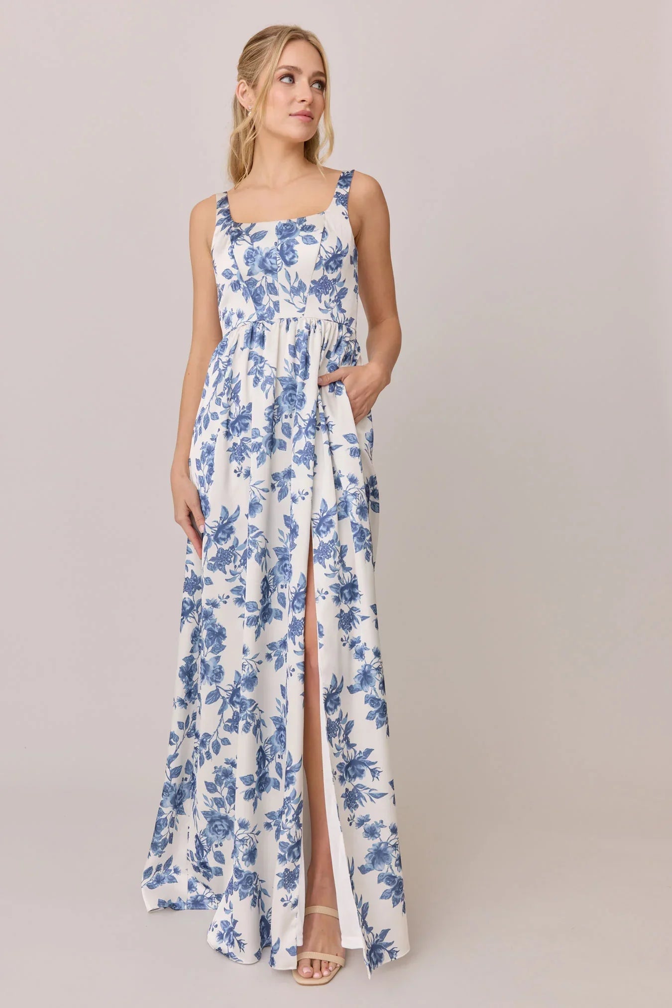 Satin Floral Print Dress | Made To Order