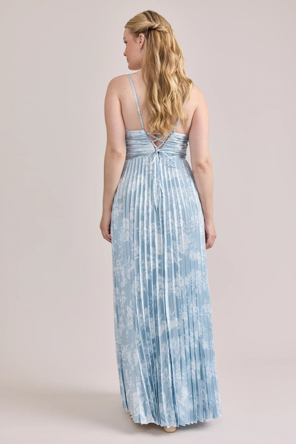 Satin Pleated Floral Print Dress | Made To Order