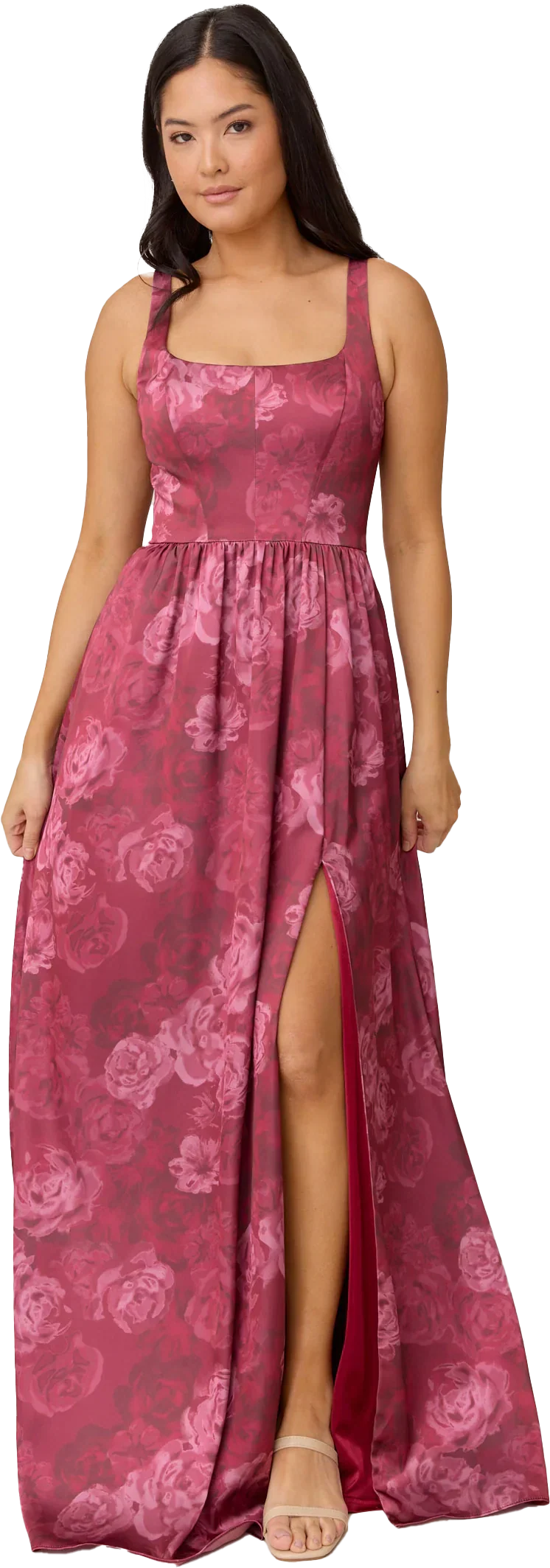 Satin Floral Print Dress | Made To Order