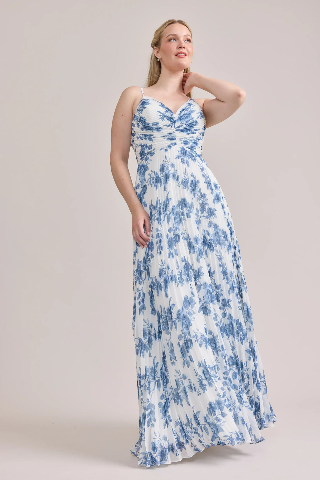 Chiffon Pleated Floral Print Dress | Made To Order