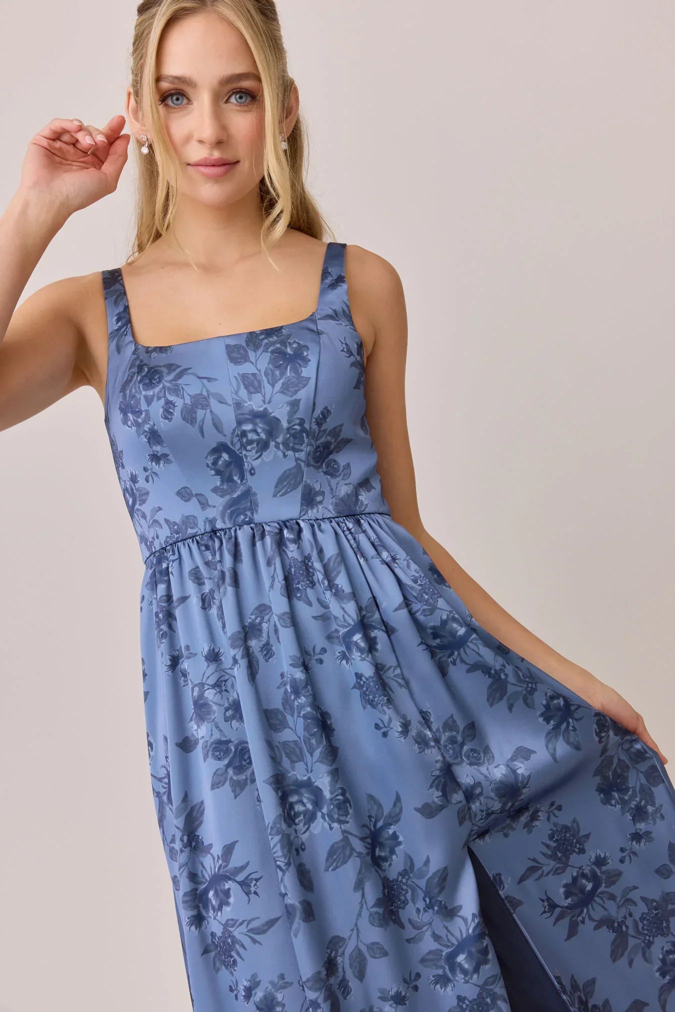 Satin Floral Print Dress | Made To Order