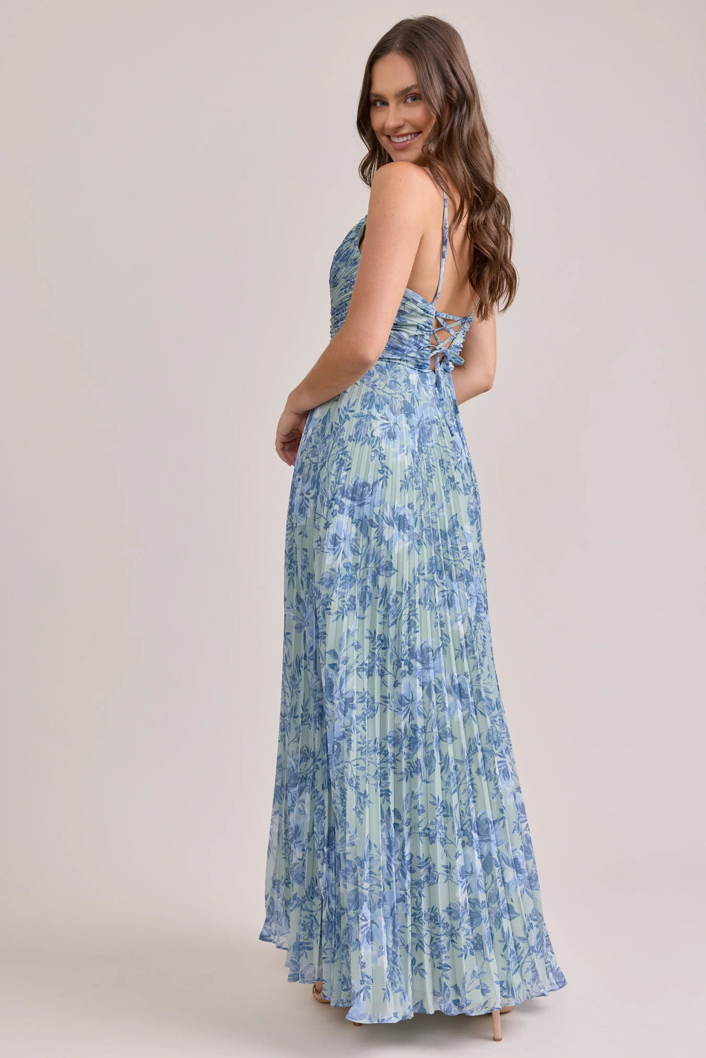 Chiffon Pleated Floral Print Dress | Made To Order