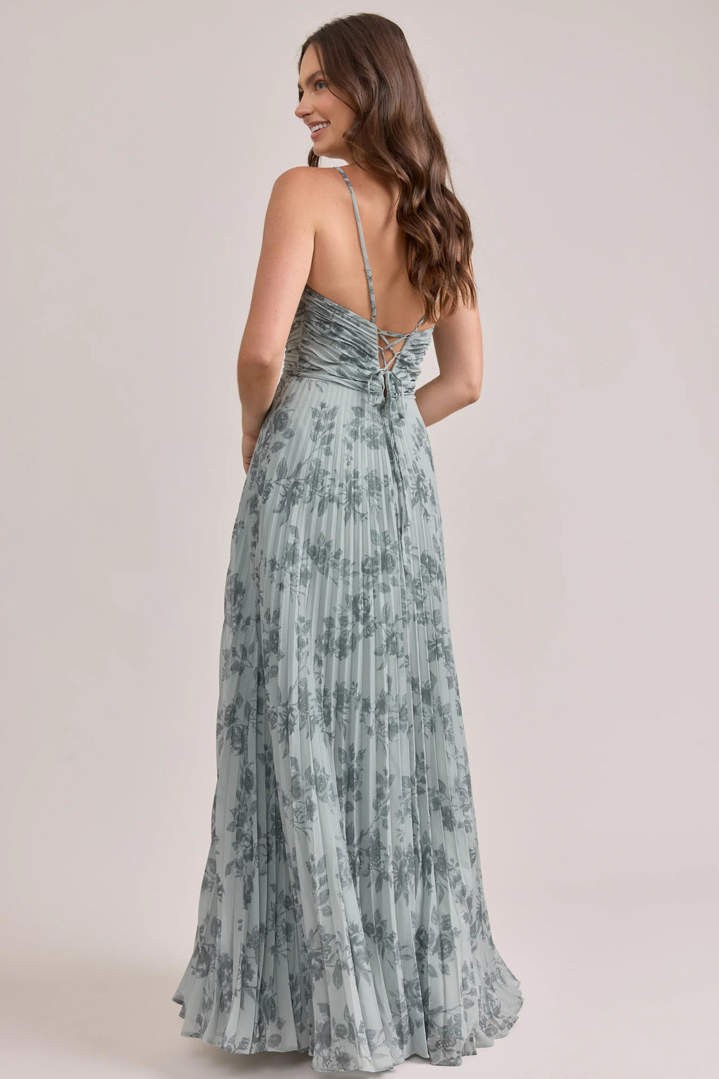 Chiffon Pleated Floral Print Dress | Made To Order
