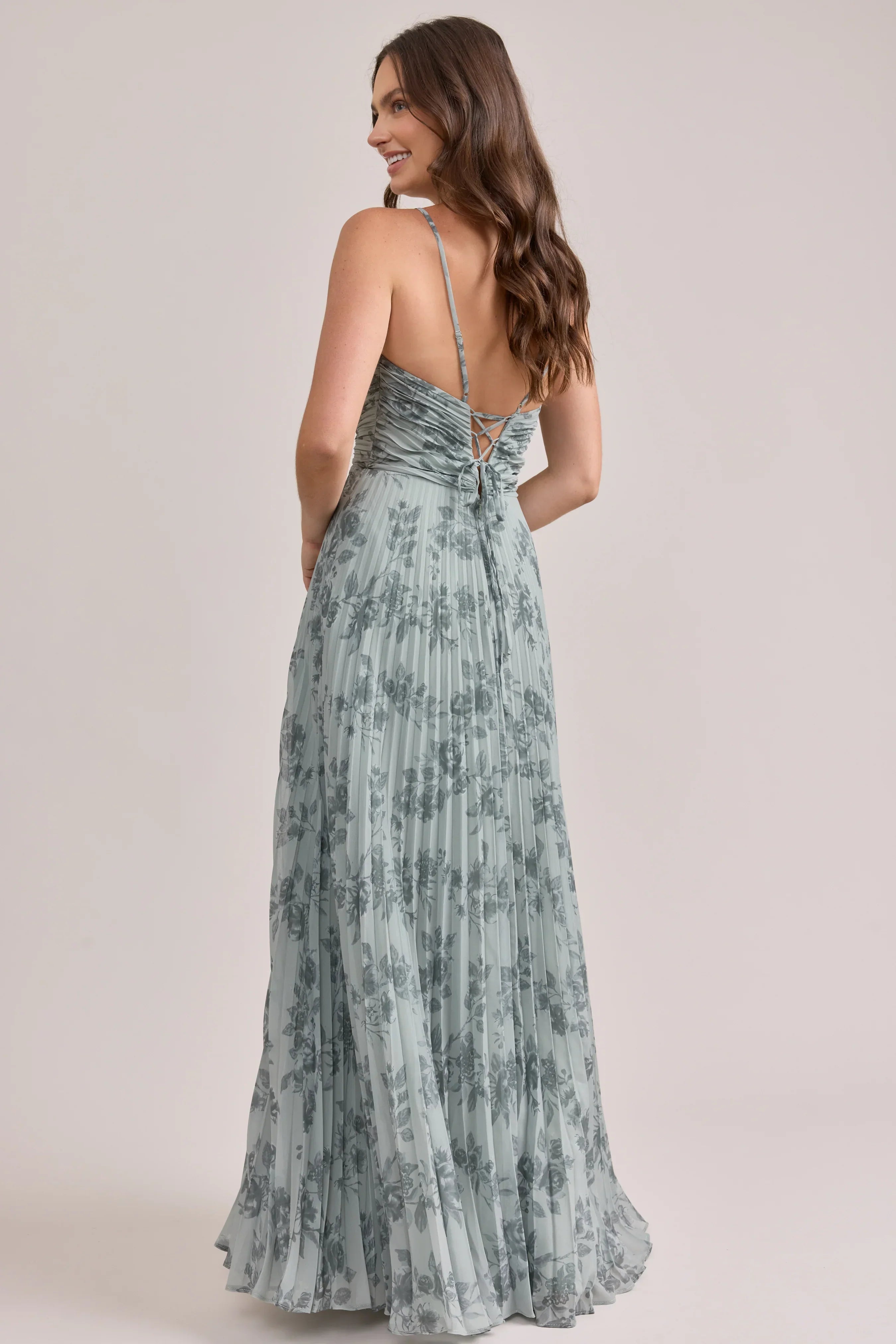 Chiffon Pleated Floral Print Dress | Made To Order