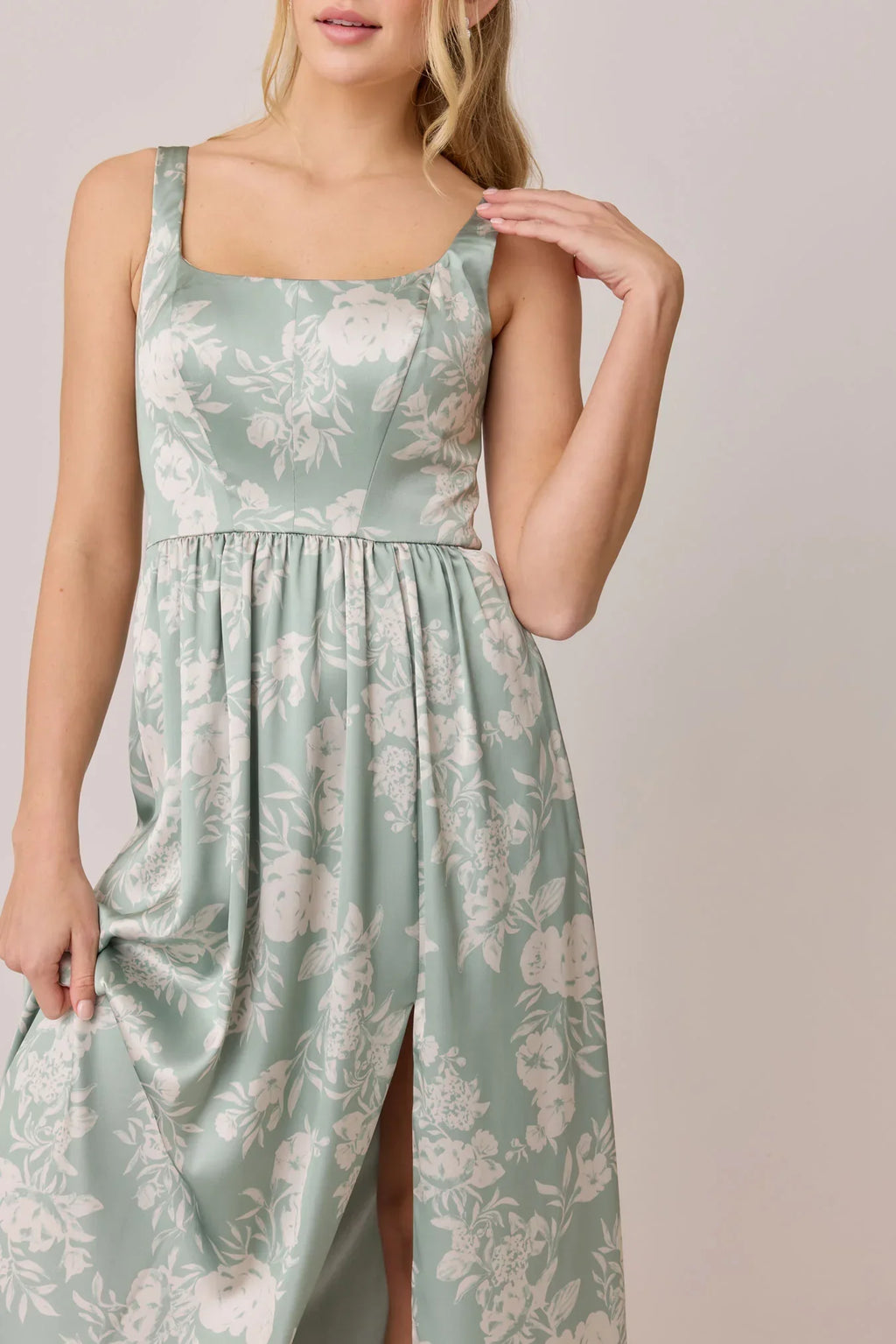 Satin Floral Print Dress | Made To Order