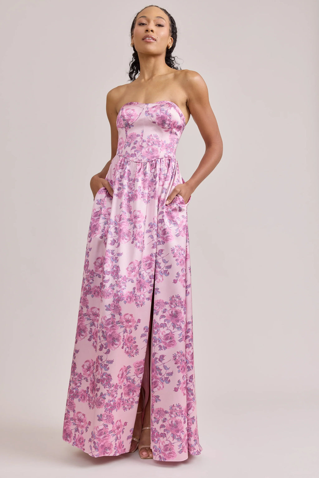 Sydney Satin Floral Print Dress | Made To Order
