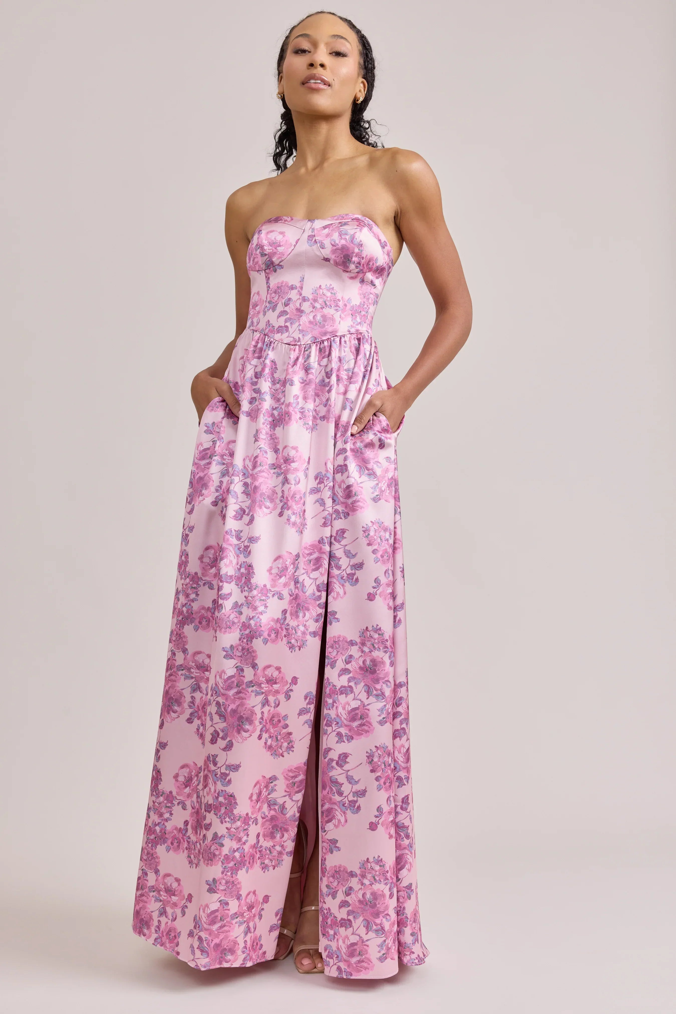 Sydney Satin Floral Print Dress | Made To Order