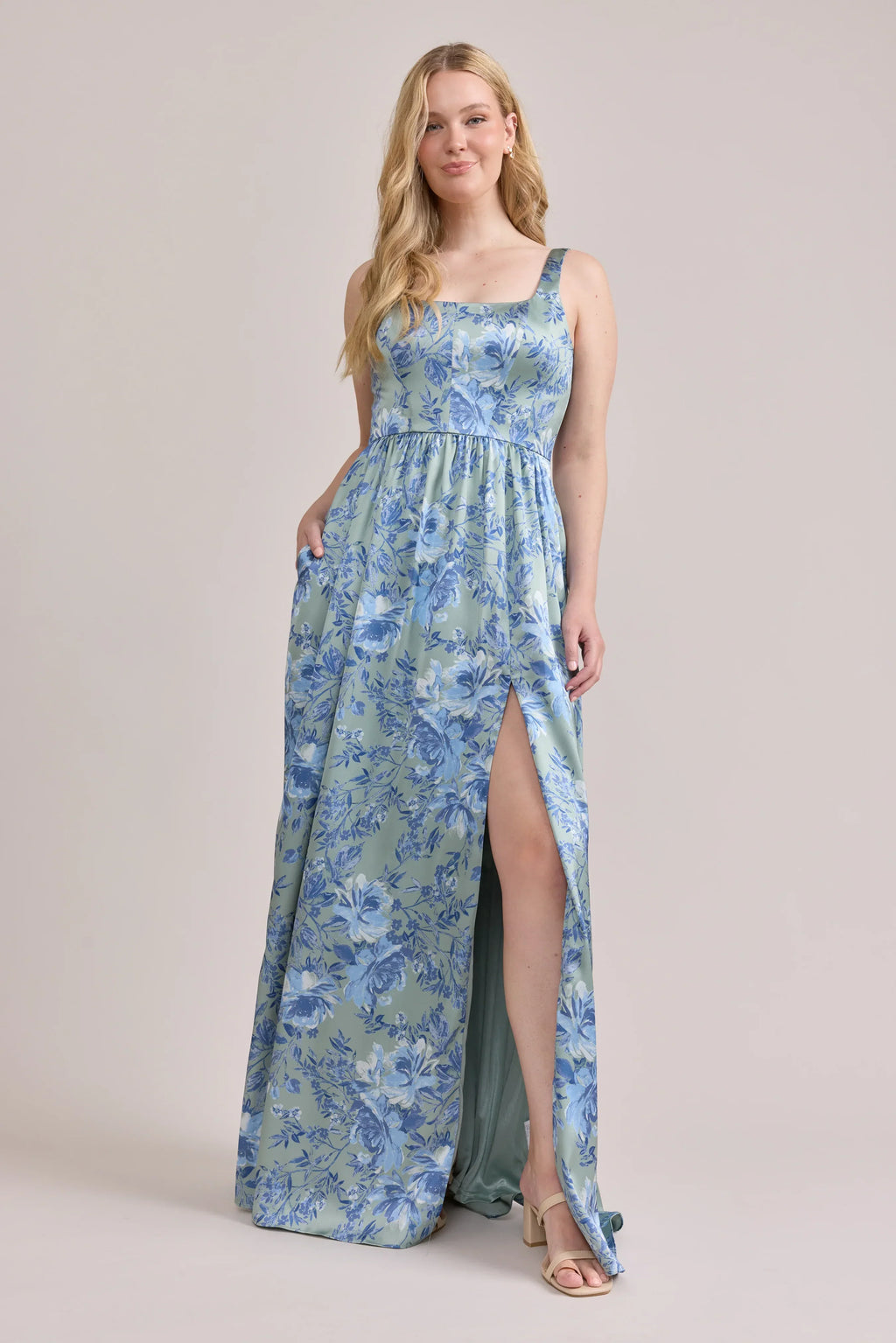 Satin Floral Print Dress | Made To Order