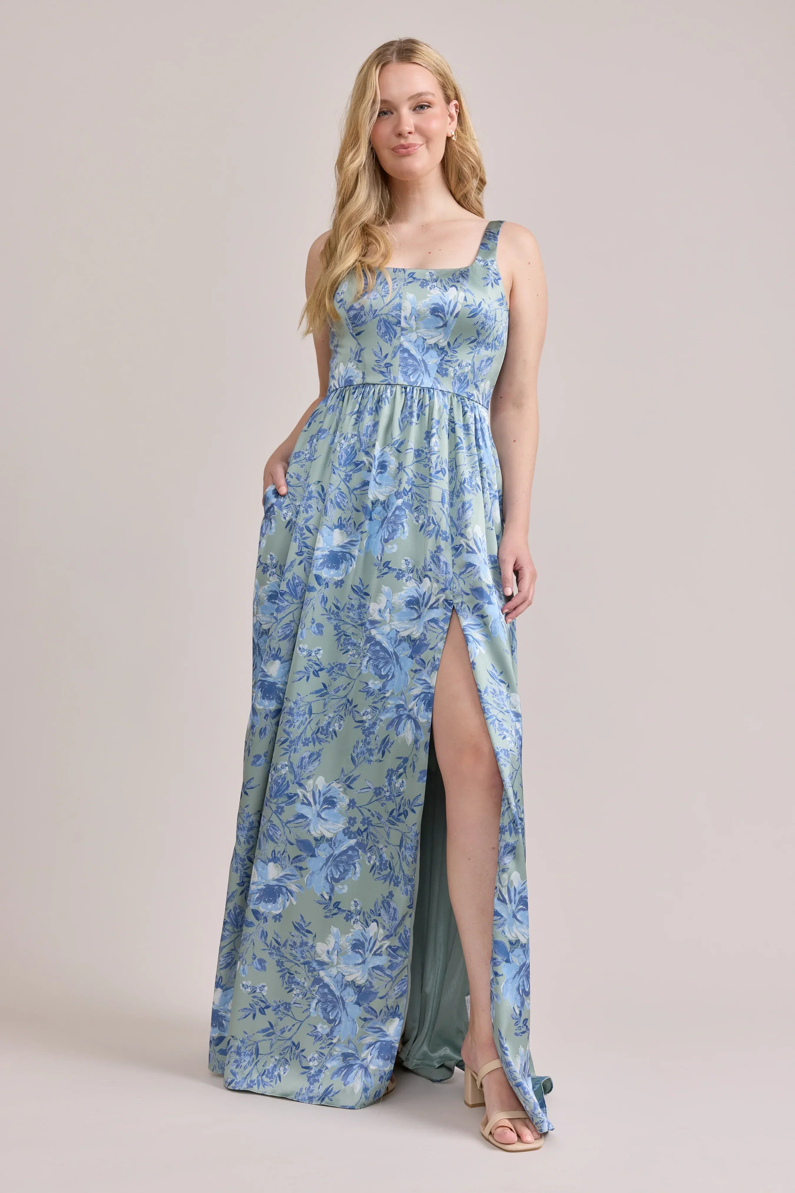 Satin Floral Print Dress | Made To Order
