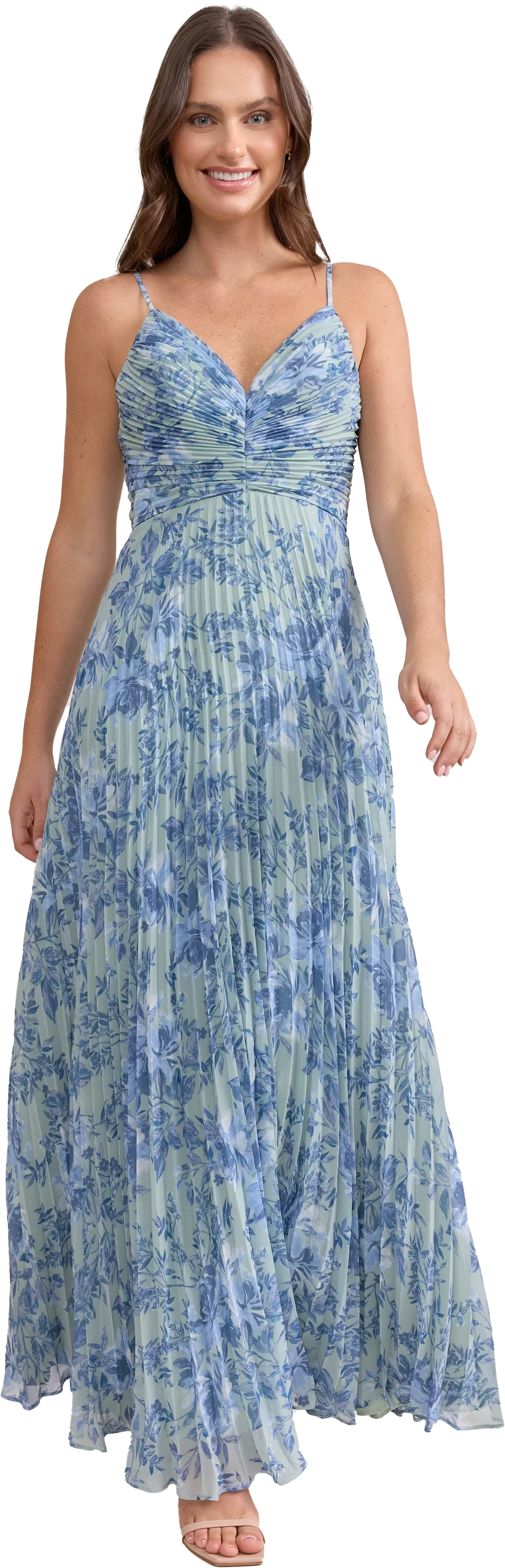 Chiffon Pleated Floral Print Dress | Made To Order