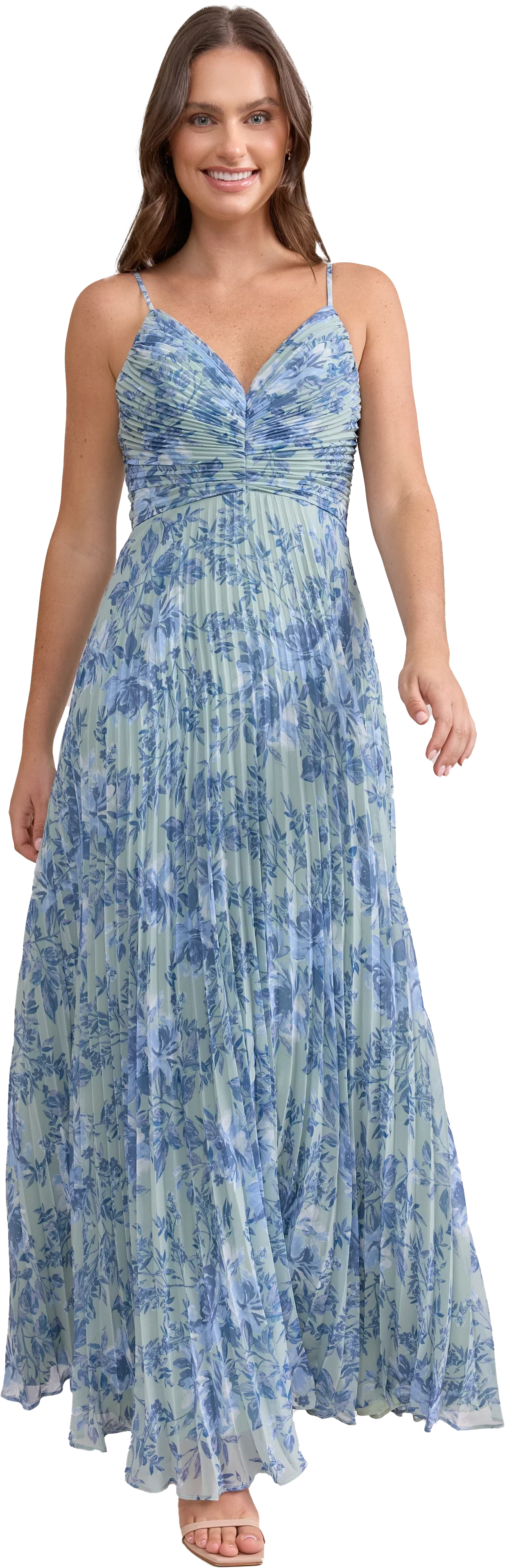 Chiffon Pleated Floral Print Dress | Made To Order