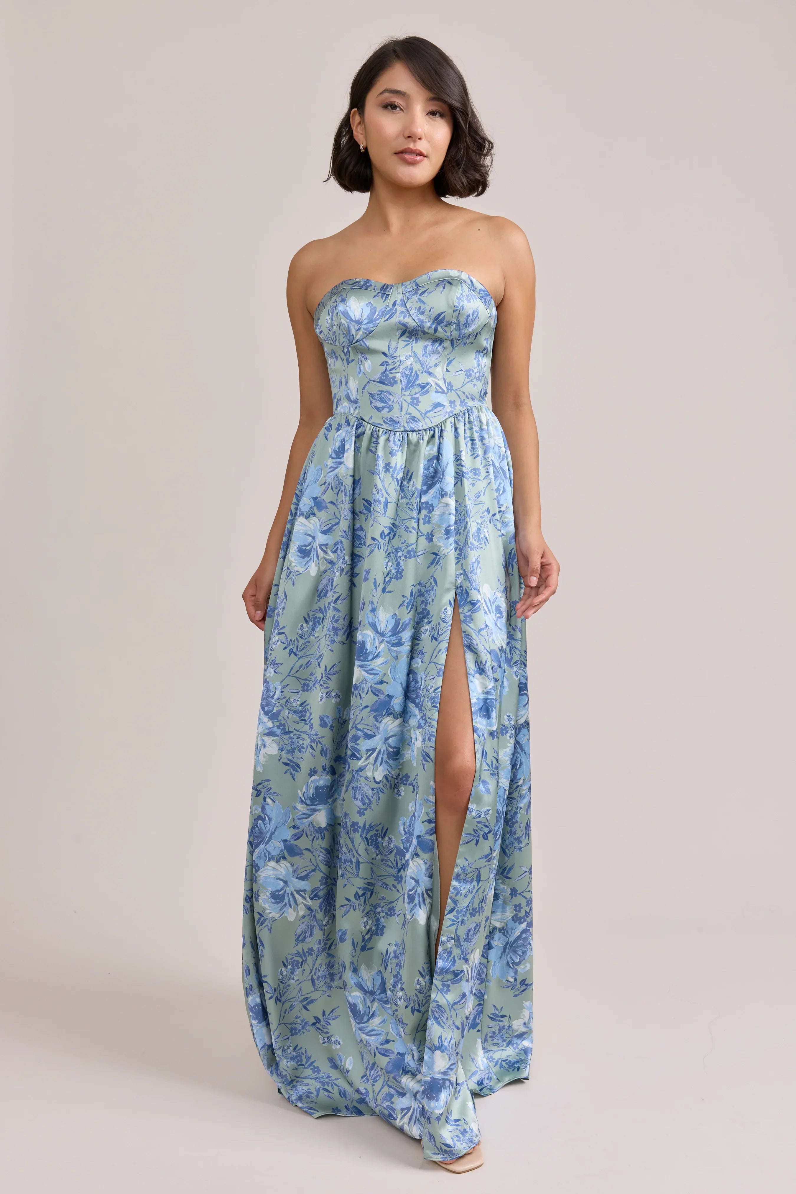 Sydney Satin Floral Print Dress | Made To Order