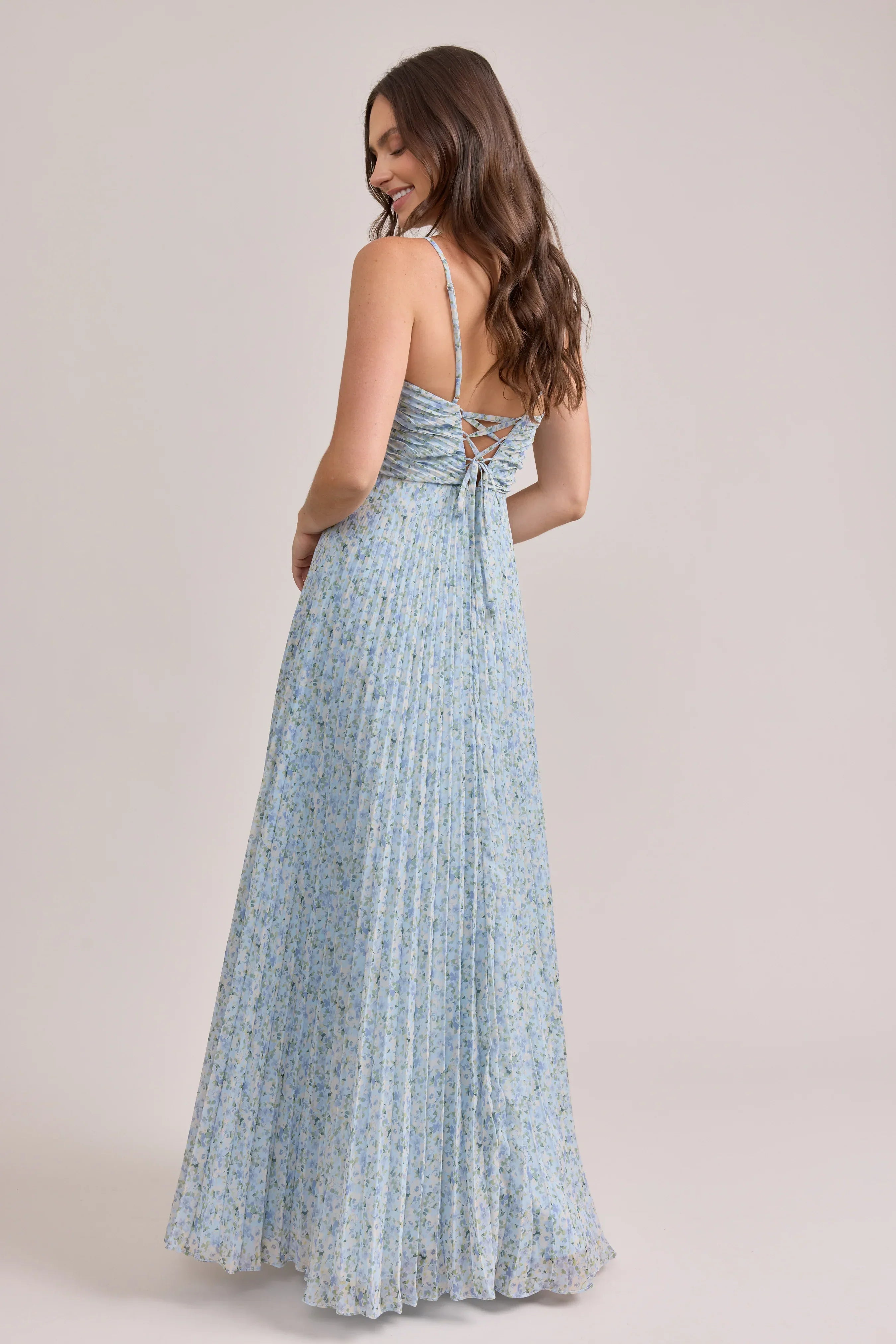 Chiffon Pleated Floral Print Dress | Made To Order
