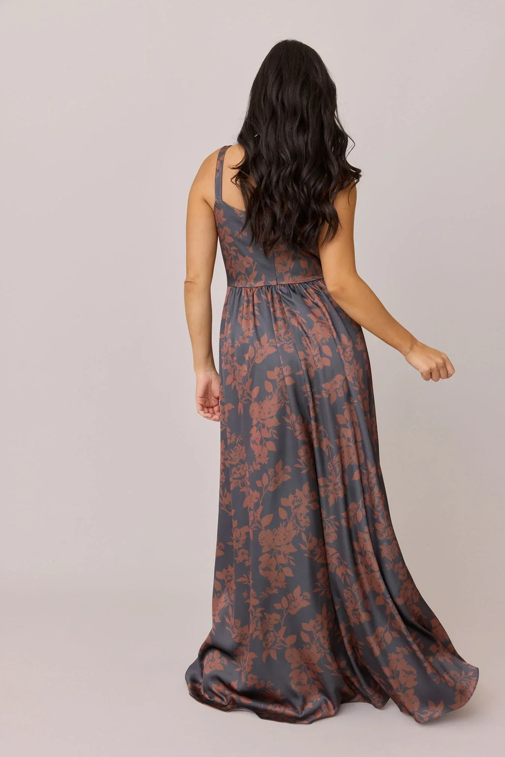 Satin Floral Print Dress | Made To Order