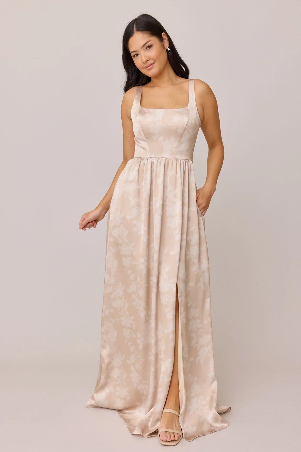 Satin Floral Print Dress | Made To Order