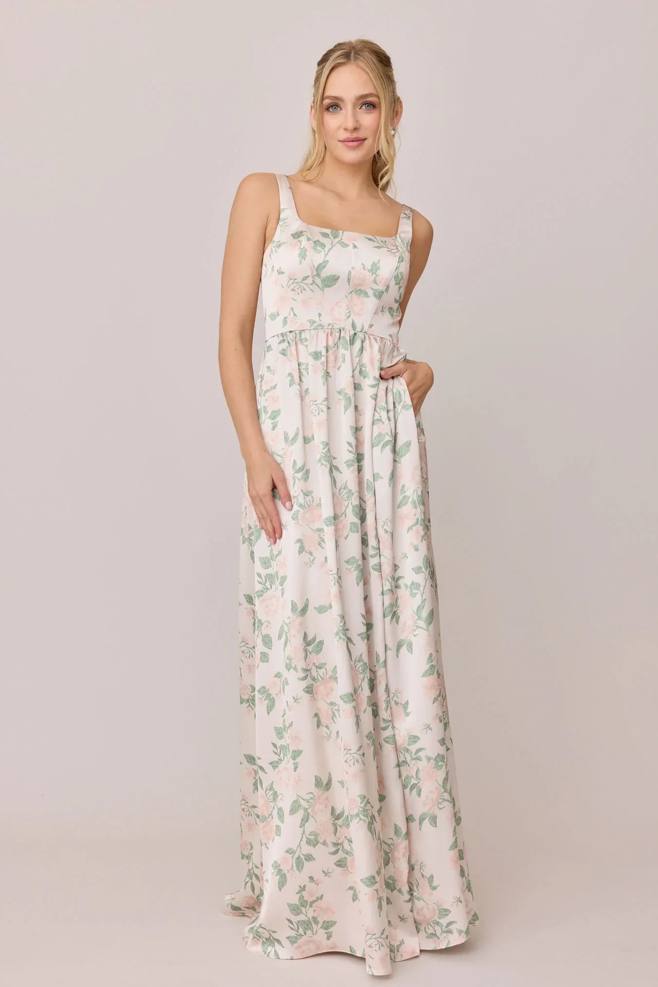 Satin Floral Print Dress | Made To Order