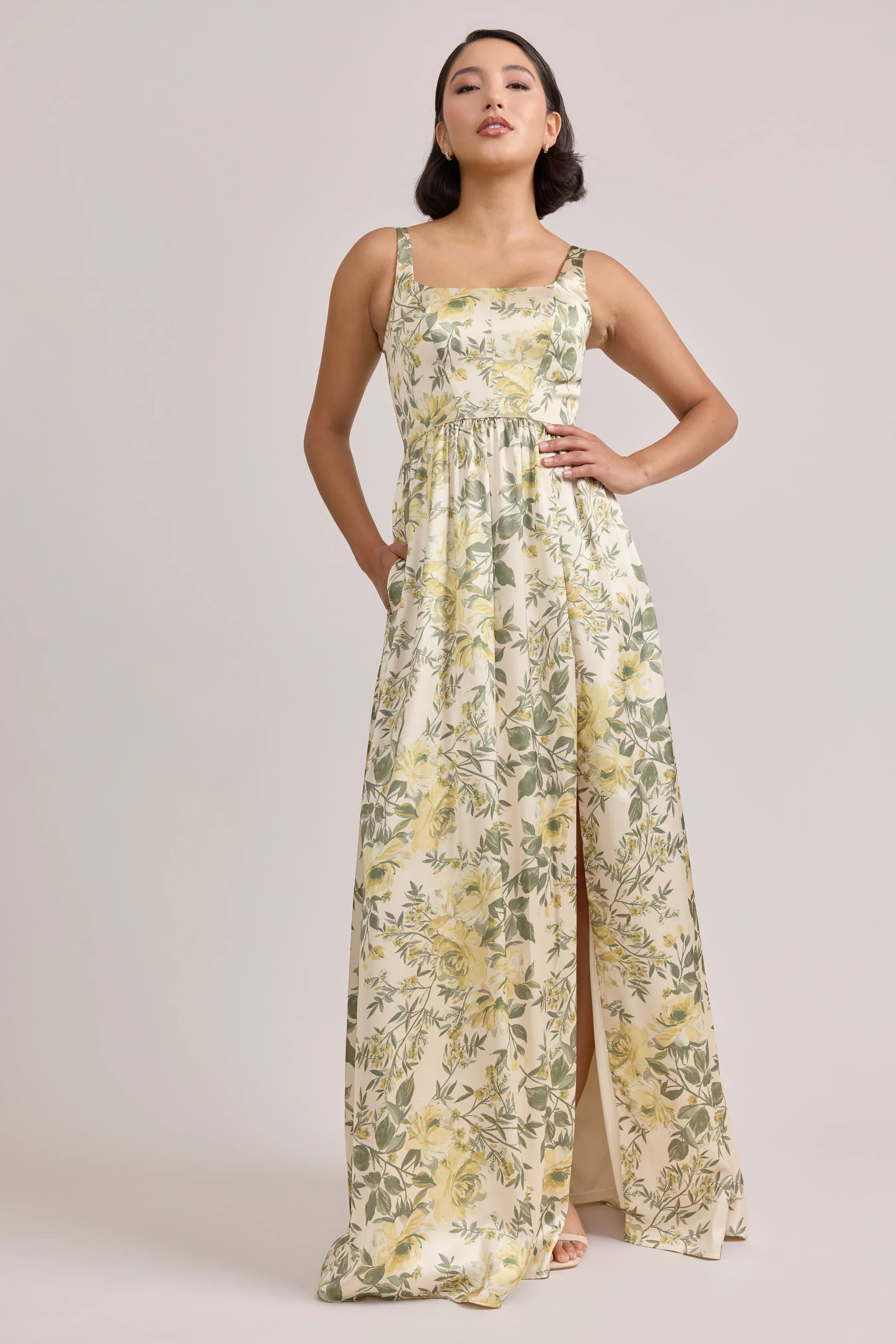 Satin Floral Print Dress | Made To Order