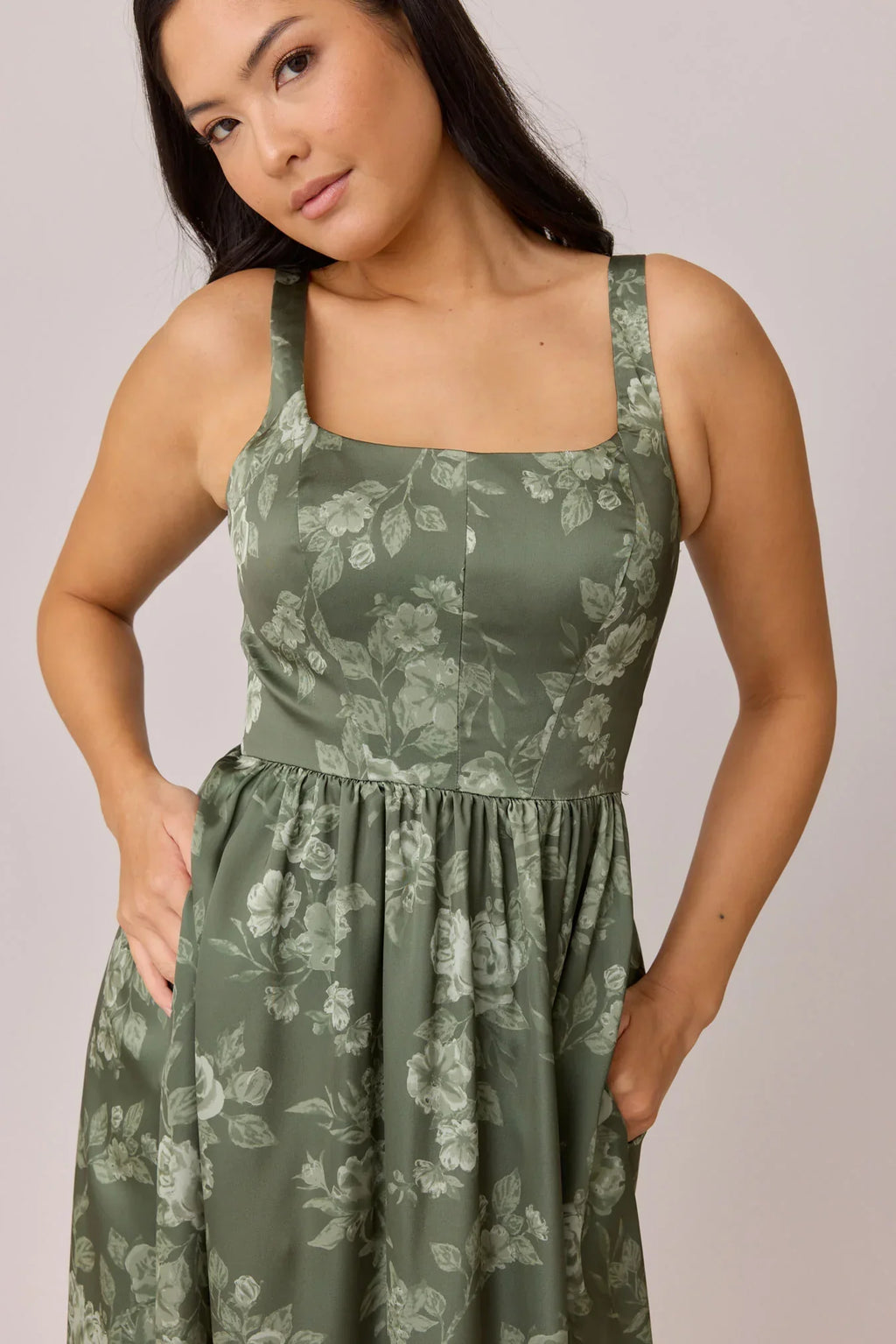 Satin Floral Print Dress | Made To Order