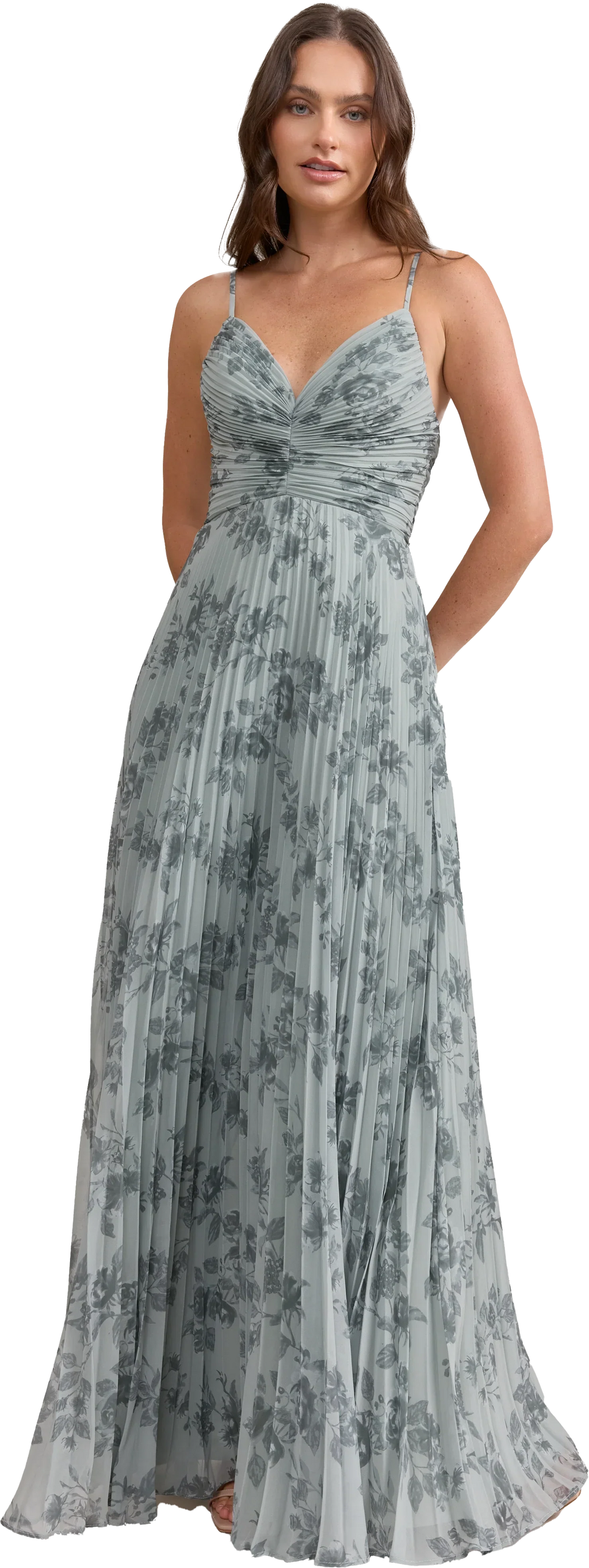 Chiffon Pleated Floral Print Dress | Made To Order