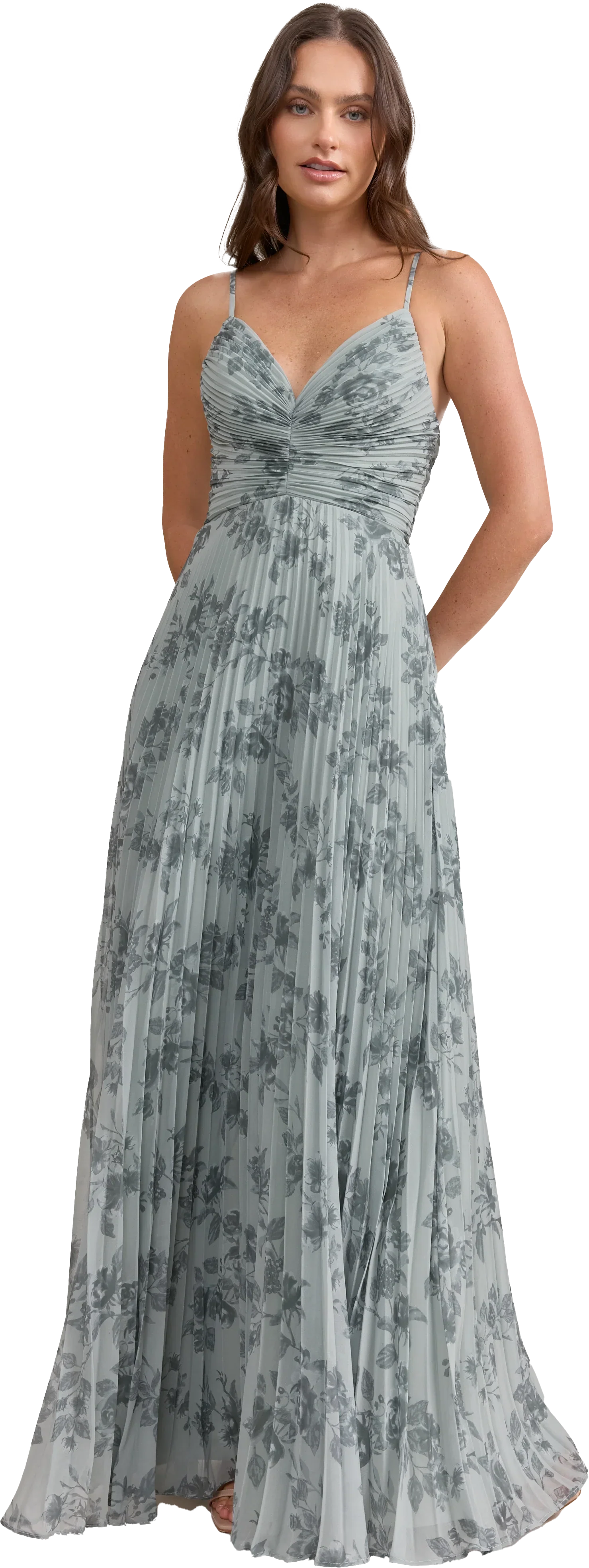 Chiffon Pleated Floral Print Dress | Made To Order