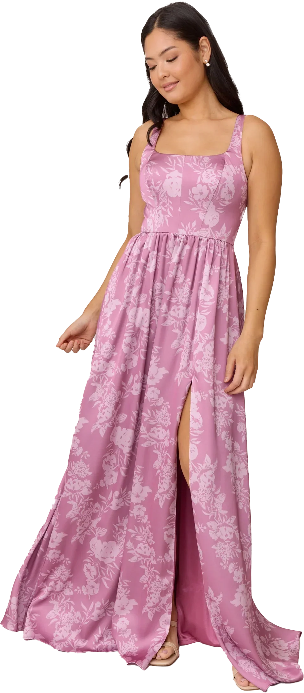 Satin Floral Print Dress | Made To Order