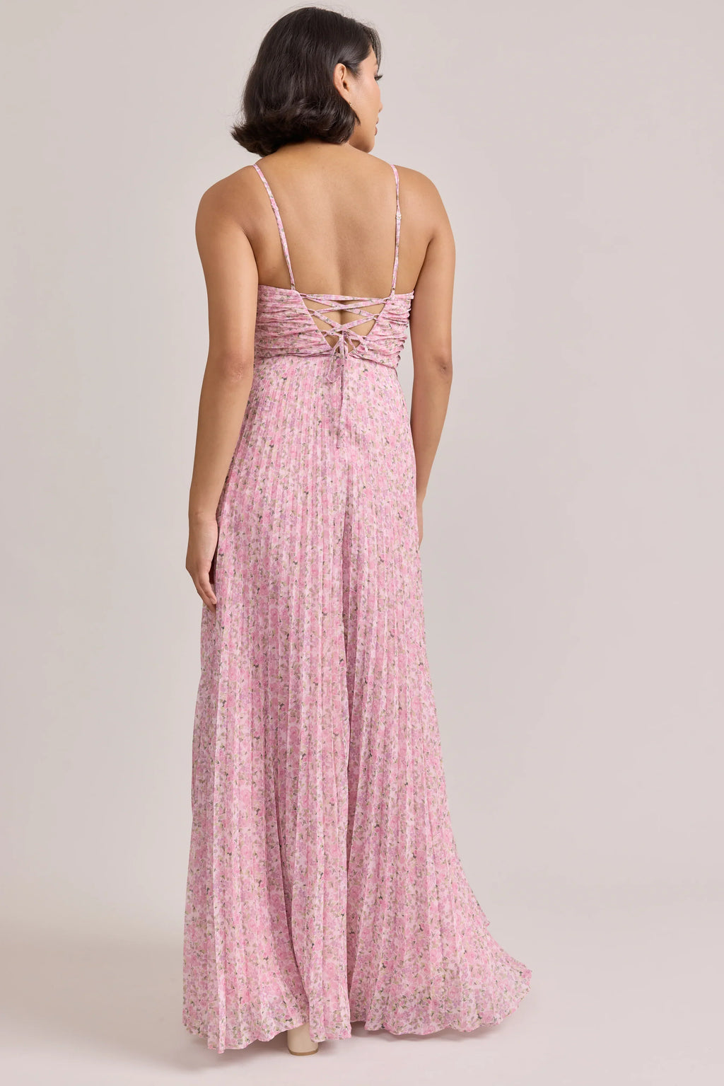 Chiffon Pleated Floral Print Dress | Made To Order