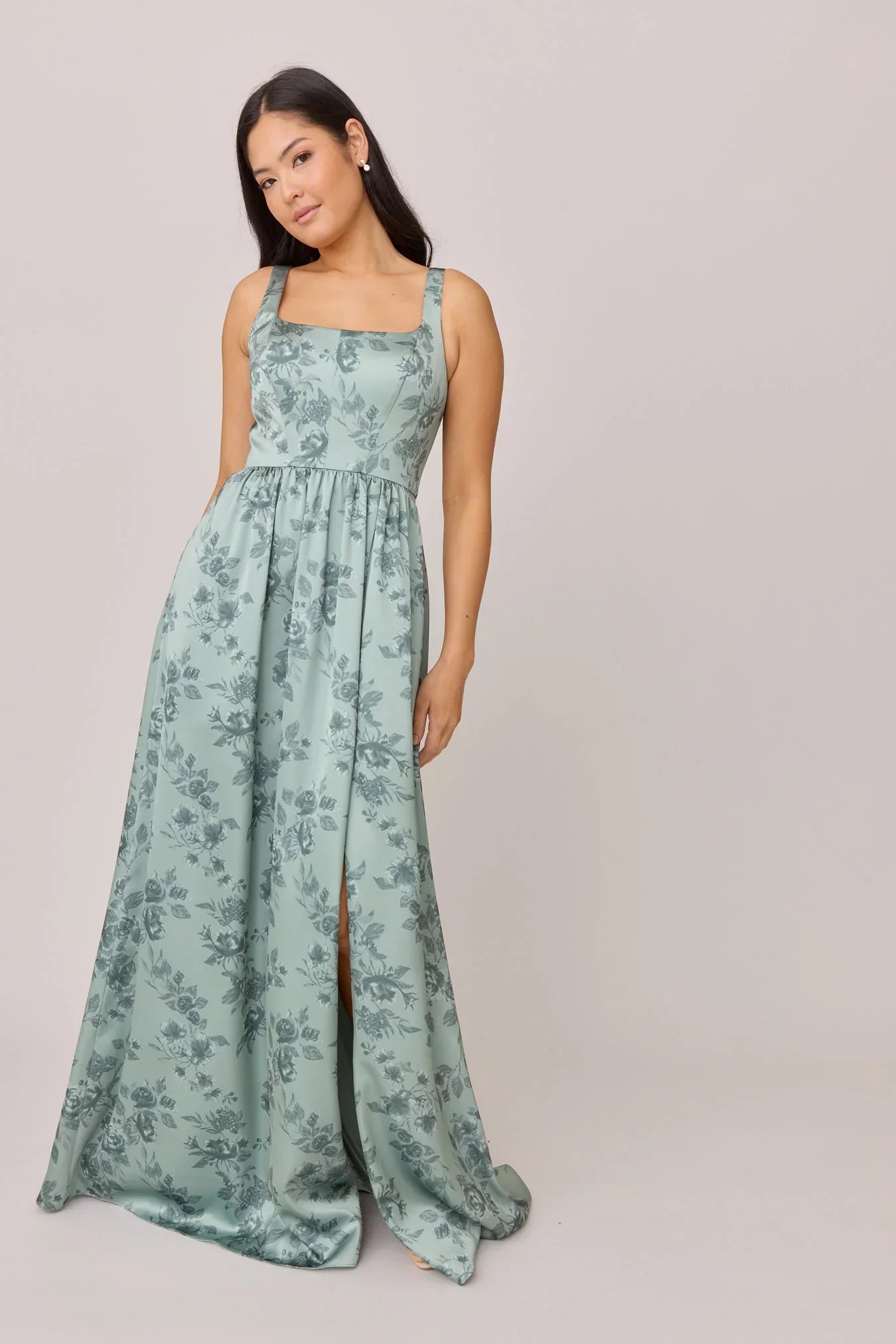 Satin Floral Print Dress | Made To Order
