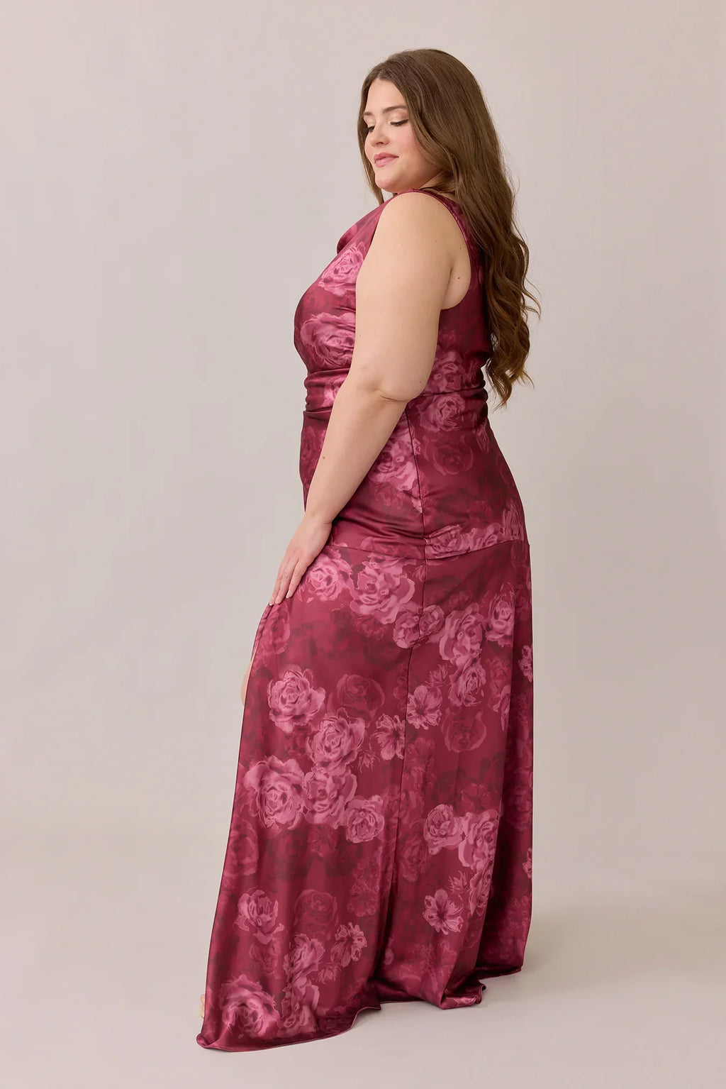 Satin Floral Print Dress | Made To Order