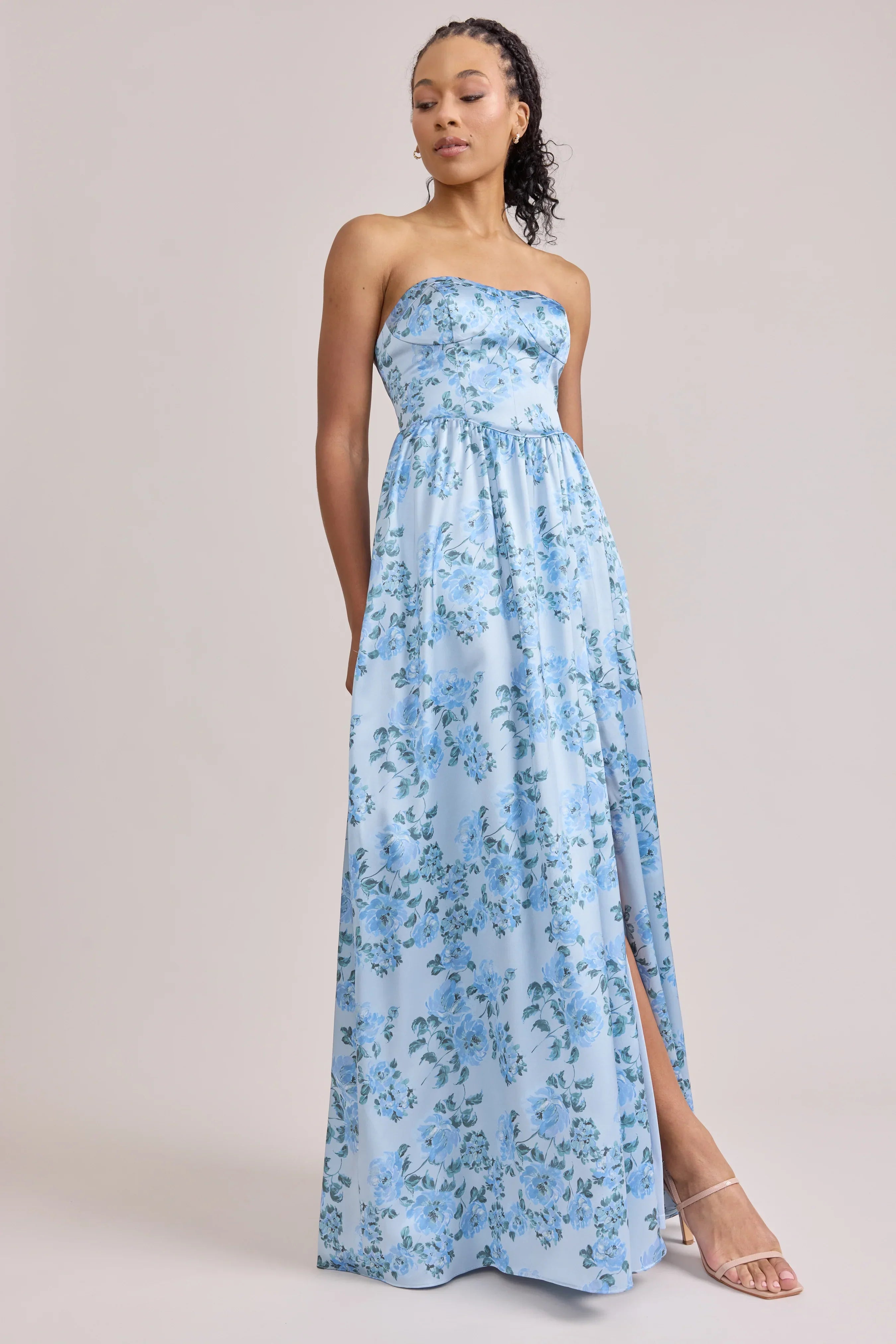 Sydney Satin Floral Print Dress | Made To Order