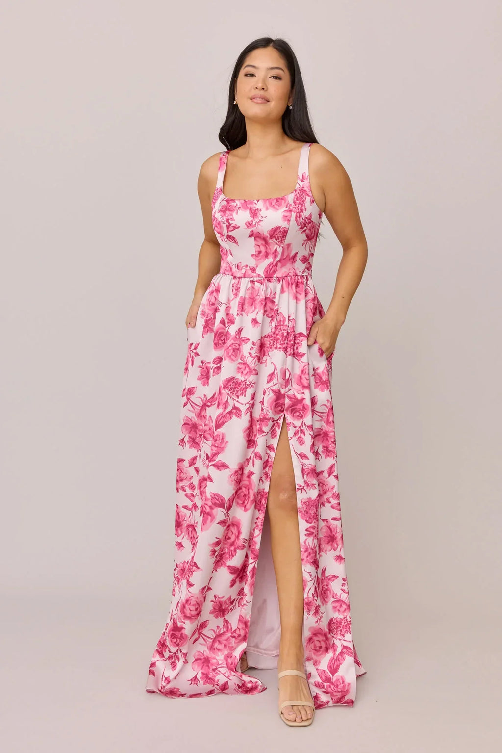 Satin Floral Print Dress | Made To Order