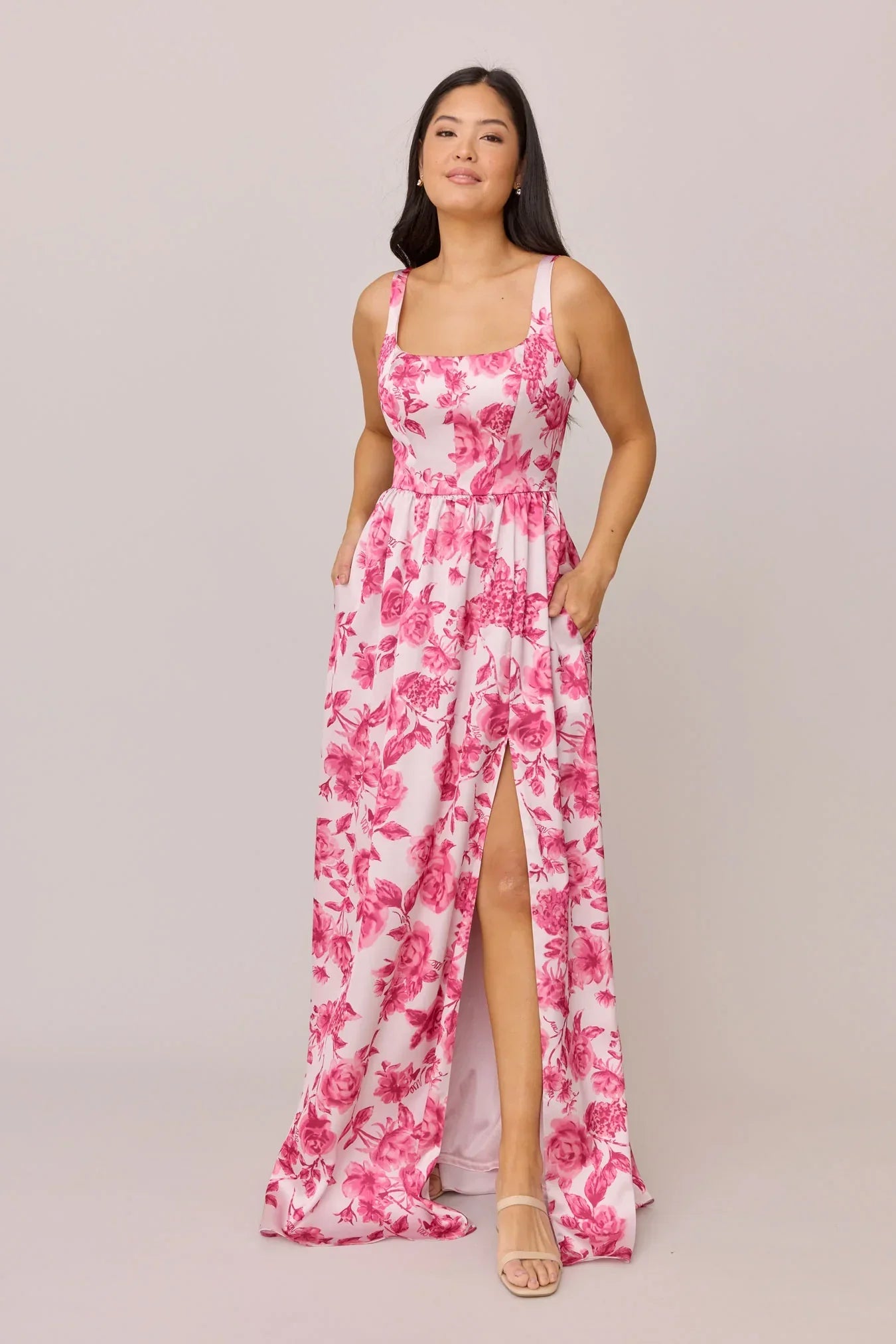 Satin Floral Print Dress | Made To Order