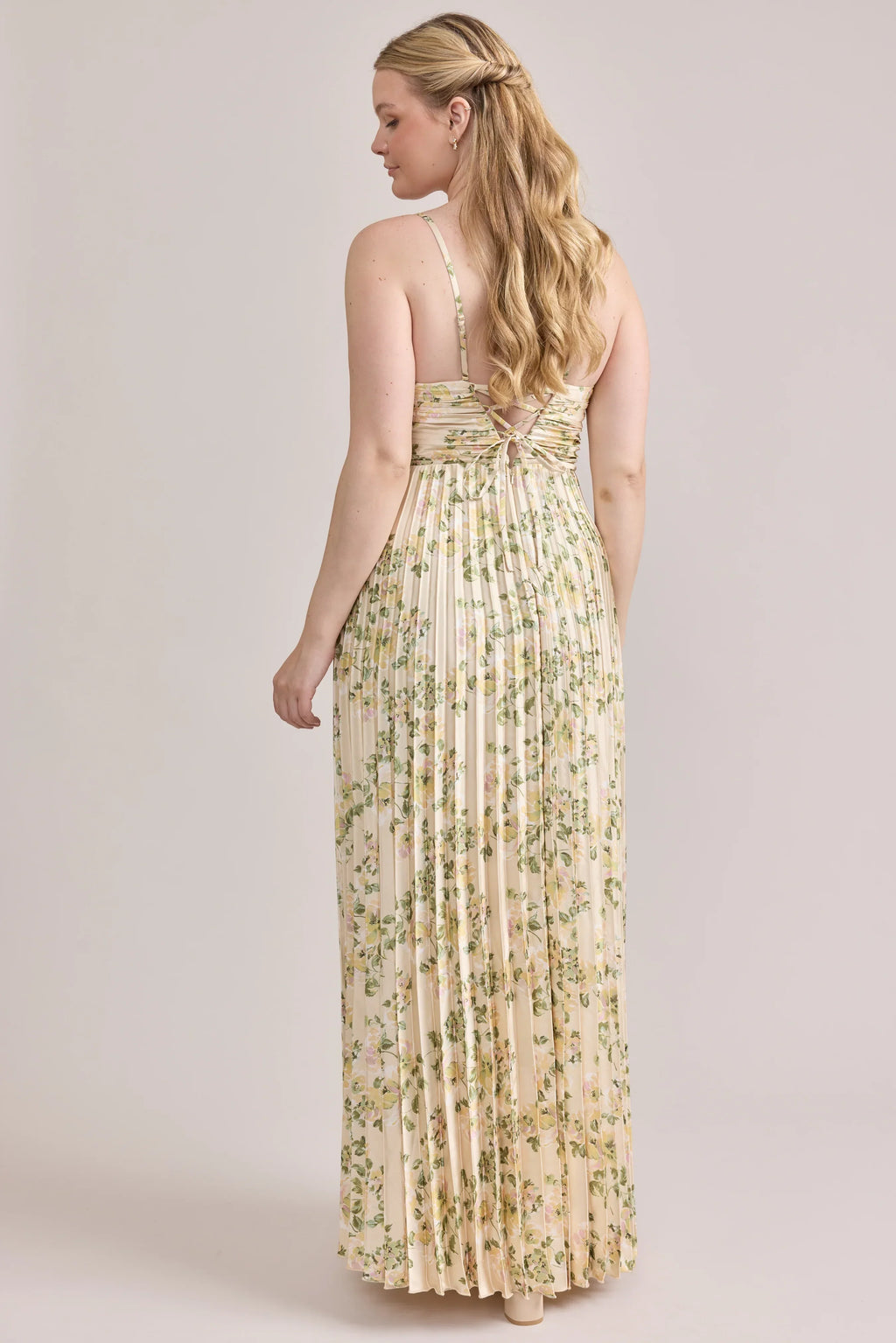 Satin Pleated Floral Print Dress | Made To Order