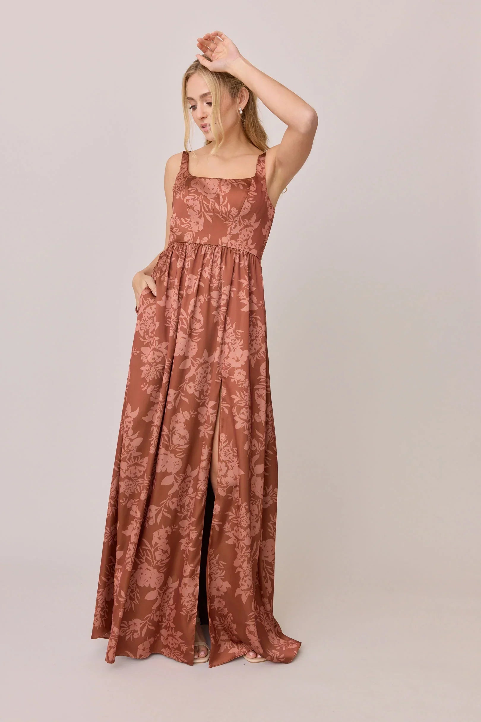 Satin Floral Print Dress | Made To Order