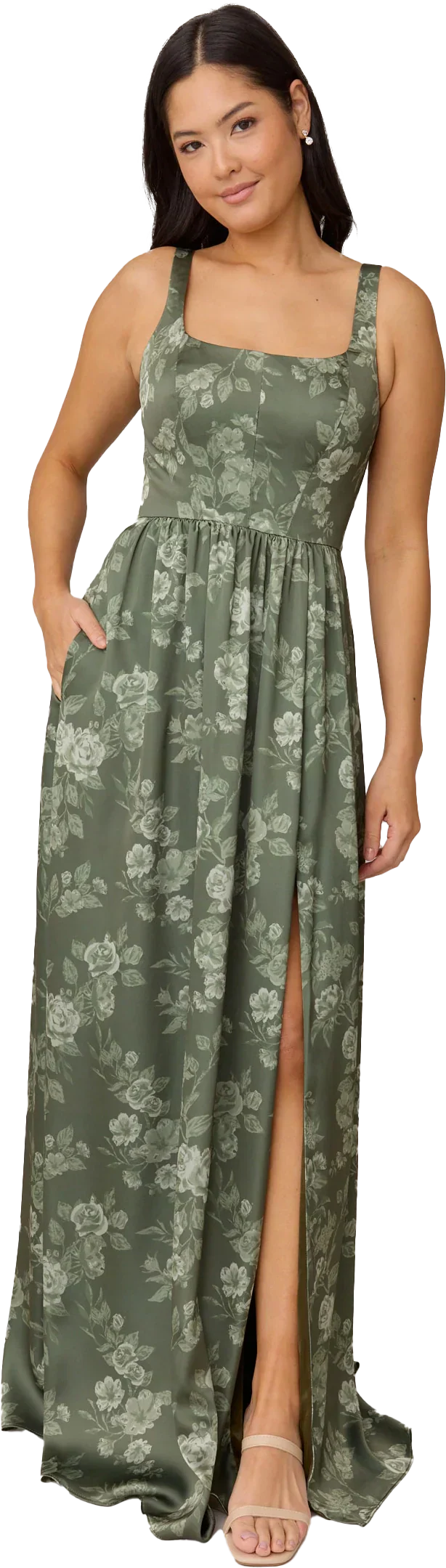 Satin Floral Print Dress | Made To Order