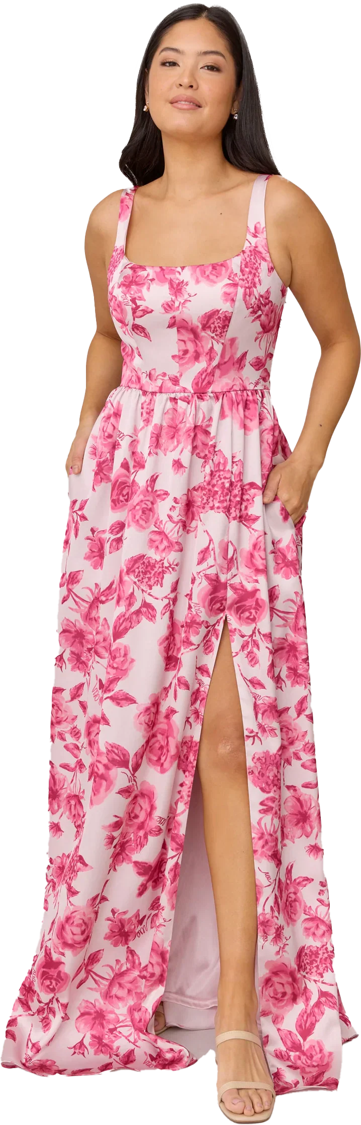Satin Floral Print Dress | Made To Order