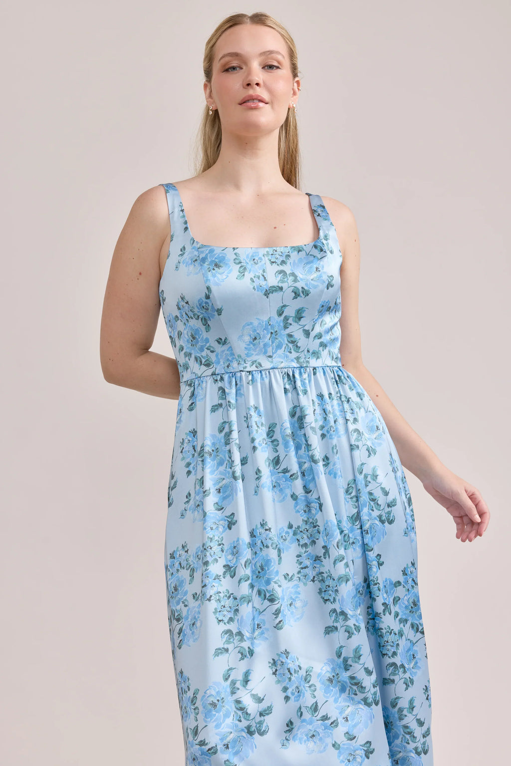 Satin Floral Print Dress | Made To Order