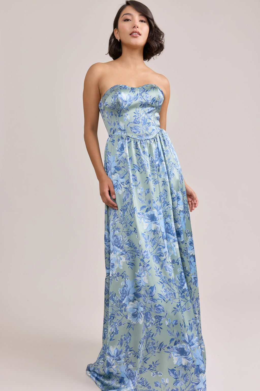 Sydney Satin Floral Print Dress | Made To Order