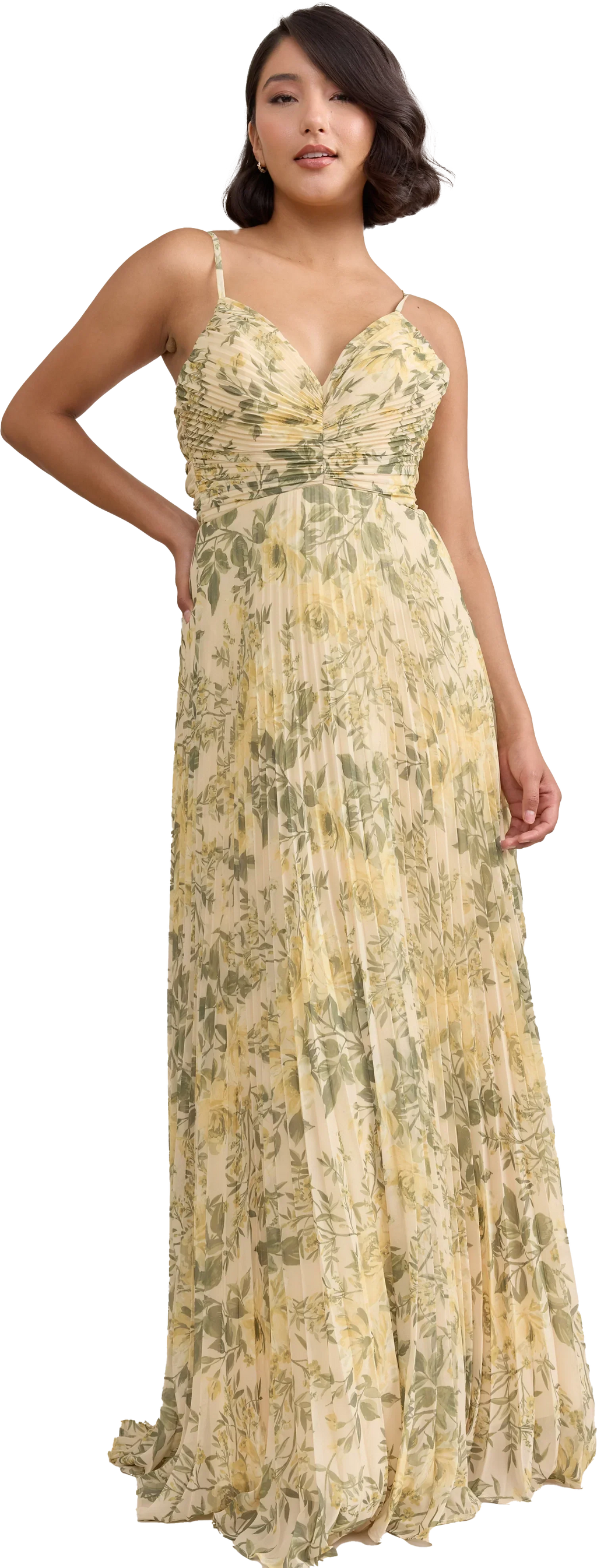 Chiffon Pleated Floral Print Dress | Made To Order