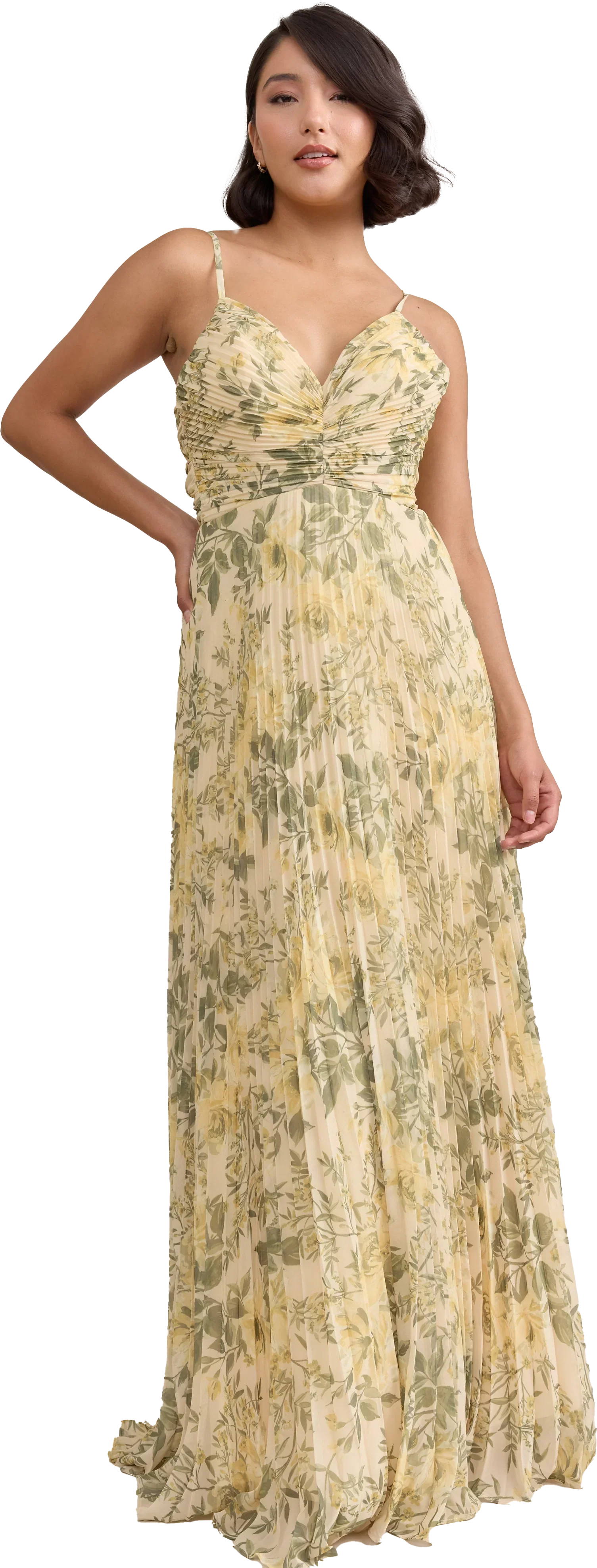 Chiffon Pleated Floral Print Dress | Made To Order