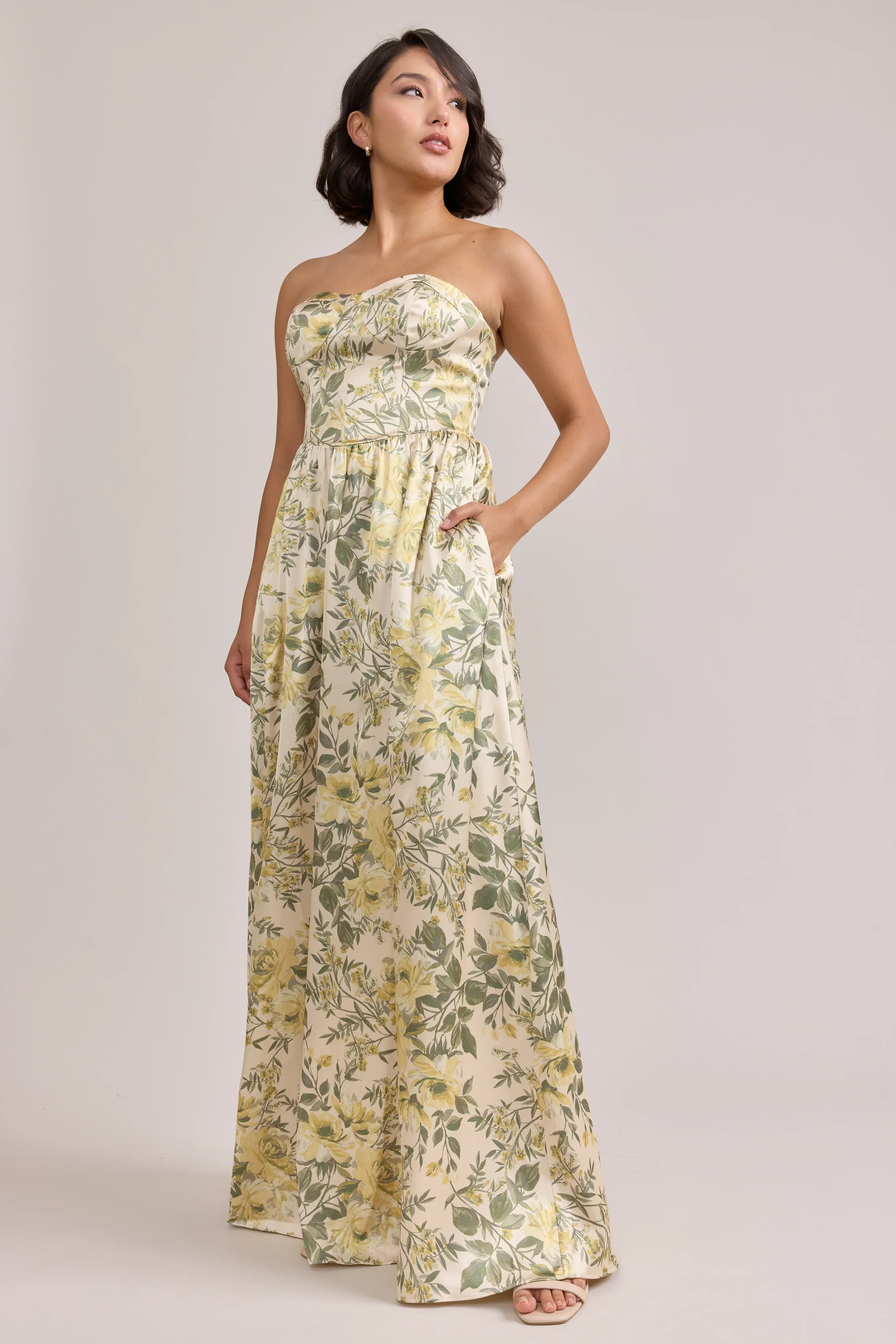 Sydney Satin Floral Print Dress | Made To Order
