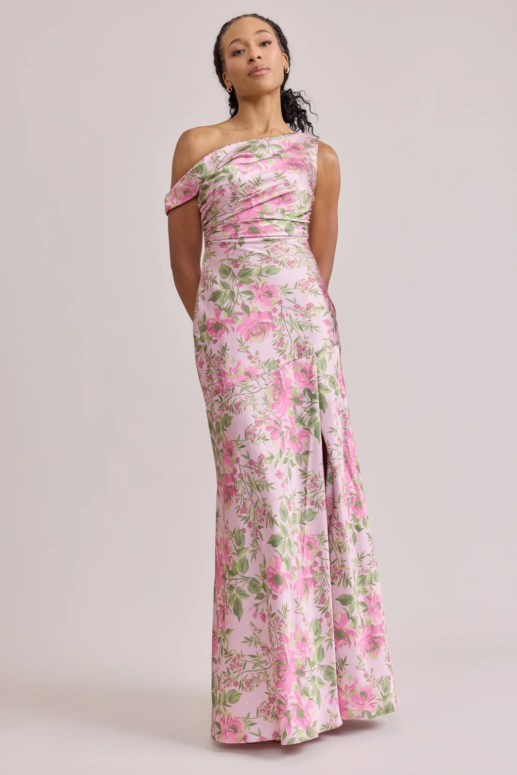 Satin Floral Print Dress | Made To Order